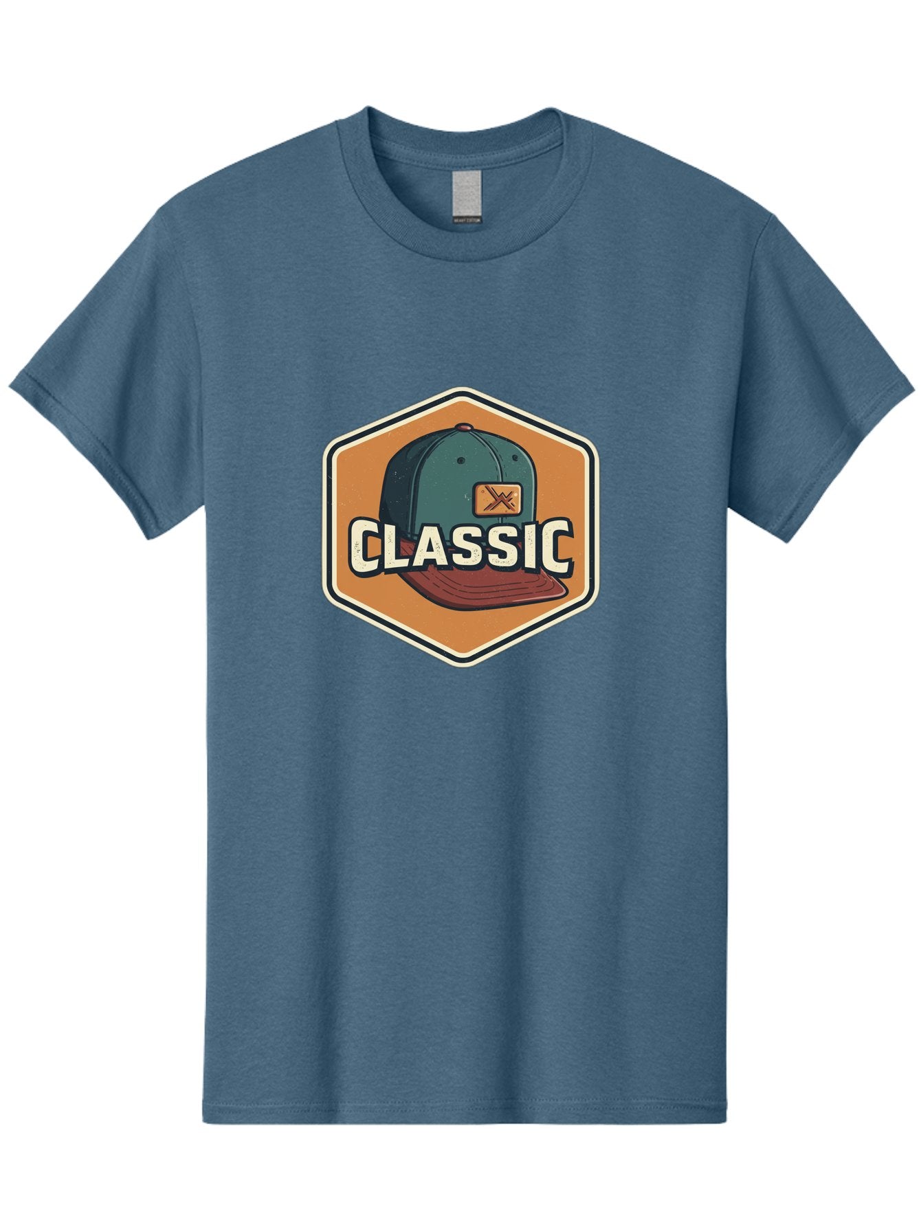 Classic Men'S Graphic Tee, 100% Cotton, Comfortable Casual Summer Wear, Machine Washable, Baseball Cap, Classic Style, Vintage Fashion, Retro Clothing, Casual Wear, Hat Logo, Apparel Branding, Nostalgic Design Bac860