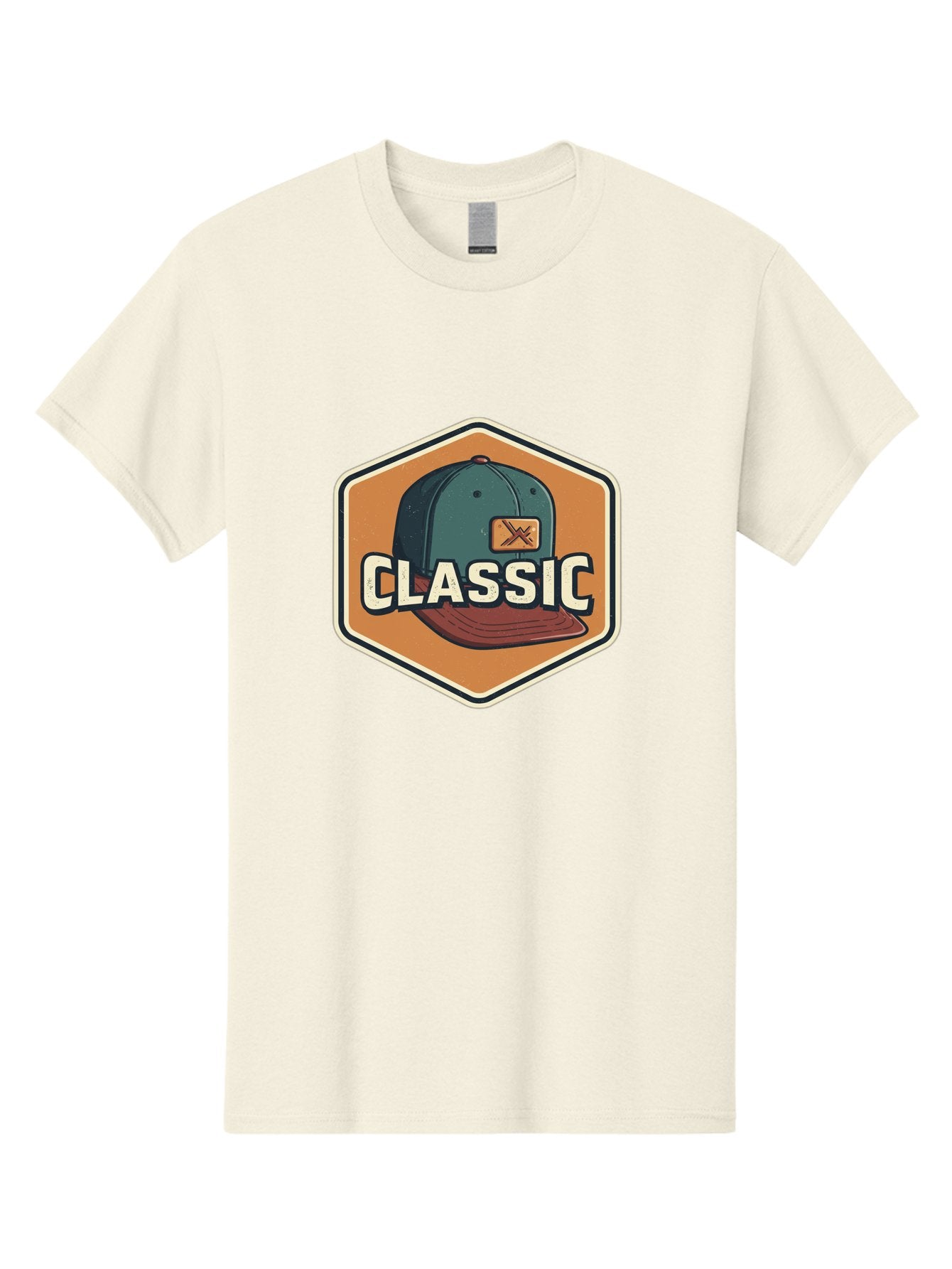 Classic Men'S Graphic Tee, 100% Cotton, Comfortable Casual Summer Wear, Machine Washable, Baseball Cap, Classic Style, Vintage Fashion, Retro Clothing, Casual Wear, Hat Logo, Apparel Branding, Nostalgic Design Bac860