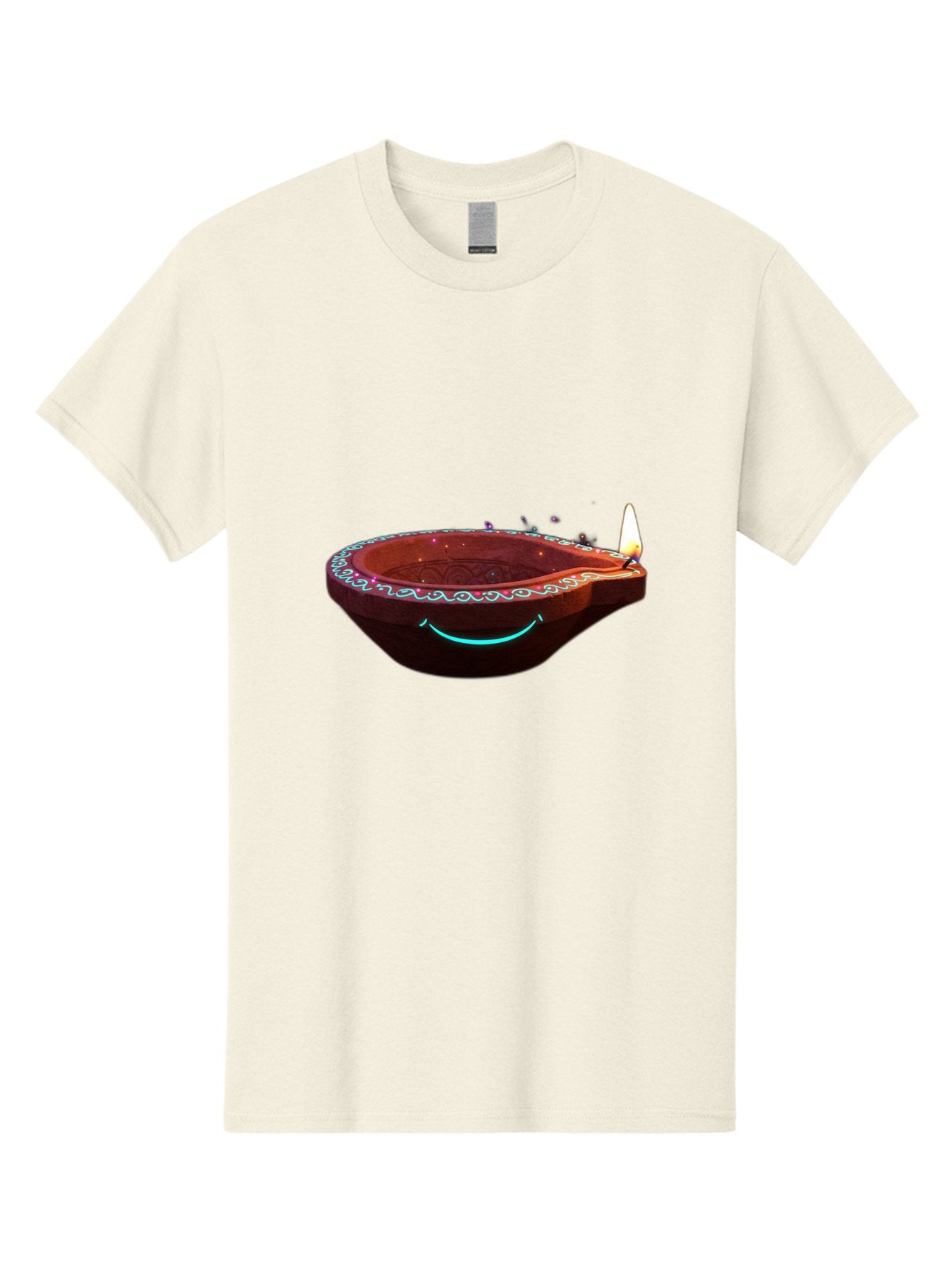Clay-Lamp-With-Candle Men'S Graphic Tee, 100% Cotton, Comfortable Casual Summer Wear, Machine Washable, Diwali Lamp, Clay Diya, Lit Candle, Festive Decoration, Traditional Diwali, Diwali Celebration, Happy Diwali, Glowing Diya, Indian Culture Bac861 11