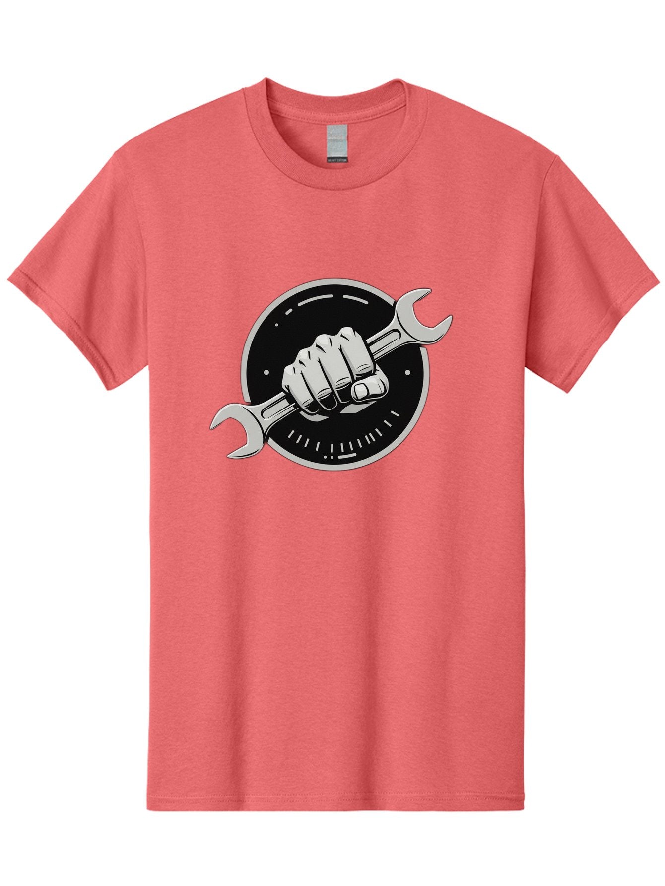 Clenched-Fist-Wrench Men'S Graphic Tee, 100% Cotton, Comfortable Casual Summer Wear, Machine Washable, Hand Holding Wrench, Fist With Spanner, Mechanic Symbol, Repair Logo, Diy Emblem, Tool Icon, Maintenance Graphics, Handyman Sign Bac862 5