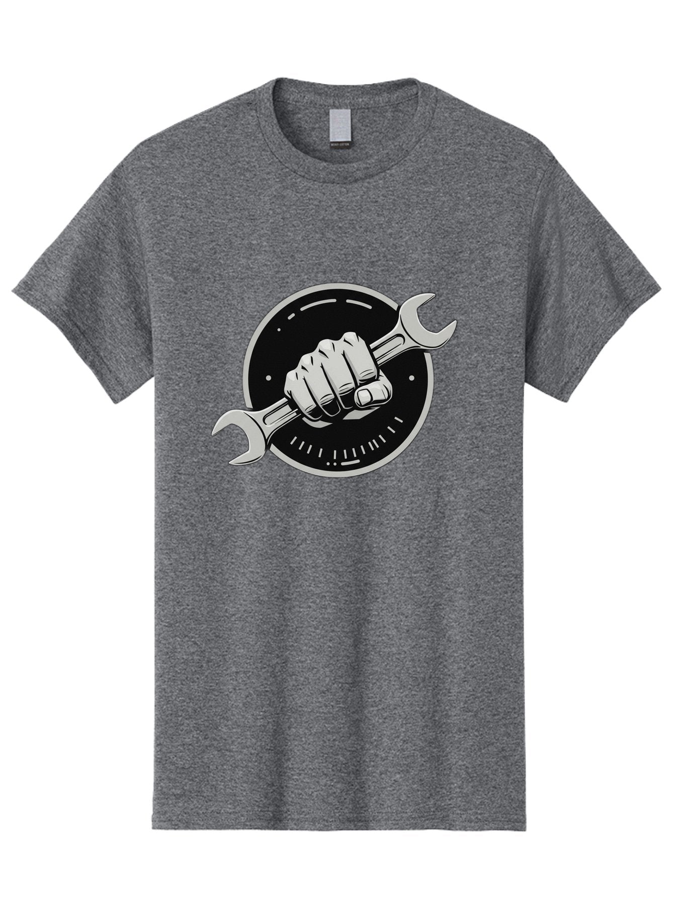 Clenched-Fist-Wrench Men'S Graphic Tee, 100% Cotton, Comfortable Casual Summer Wear, Machine Washable, Hand Holding Wrench, Fist With Spanner, Mechanic Symbol, Repair Logo, Diy Emblem, Tool Icon, Maintenance Graphics, Handyman Sign Bac862 10