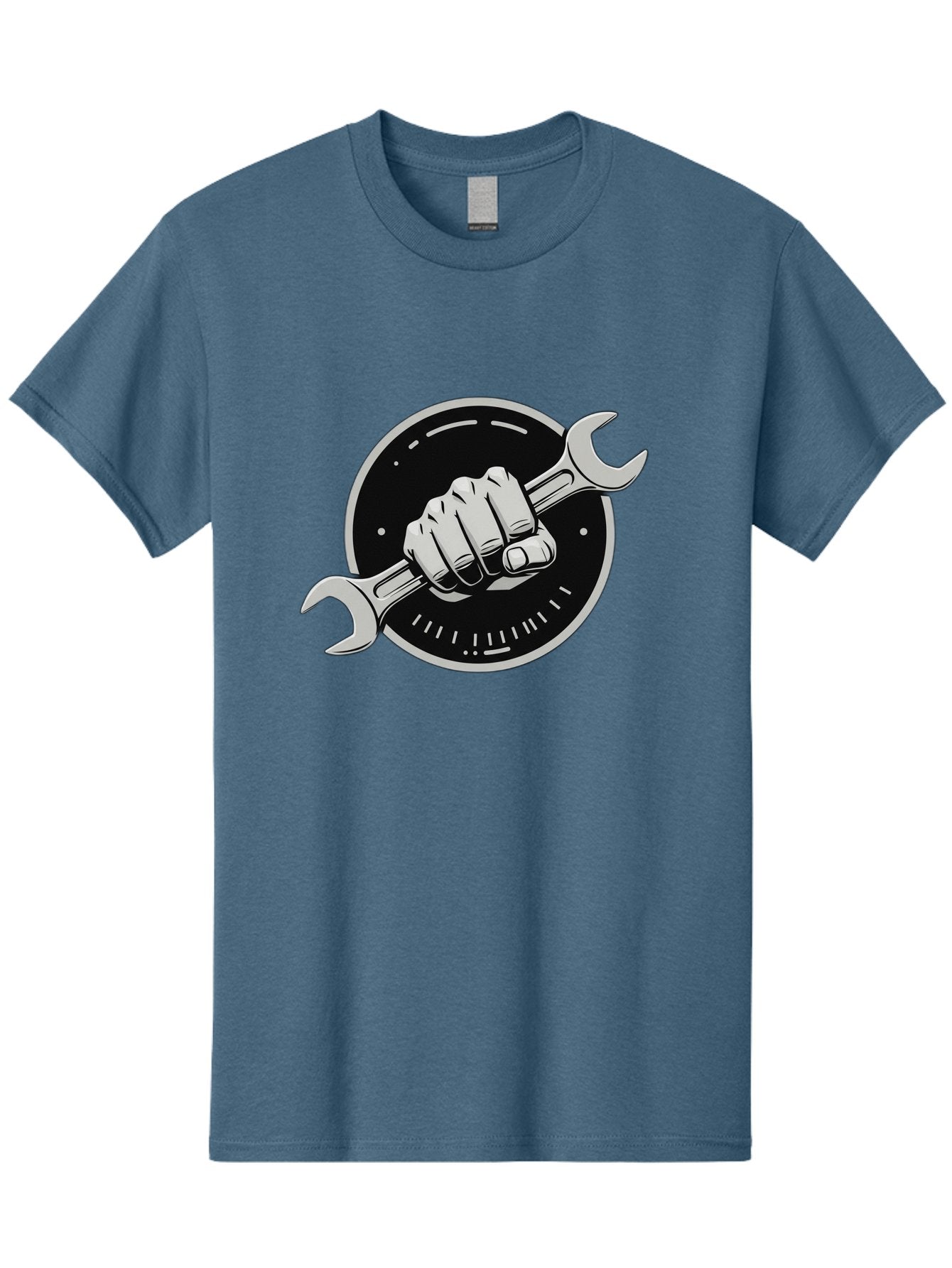 Clenched-Fist-Wrench Men'S Graphic Tee, 100% Cotton, Comfortable Casual Summer Wear, Machine Washable, Hand Holding Wrench, Fist With Spanner, Mechanic Symbol, Repair Logo, Diy Emblem, Tool Icon, Maintenance Graphics, Handyman Sign Bac862 7