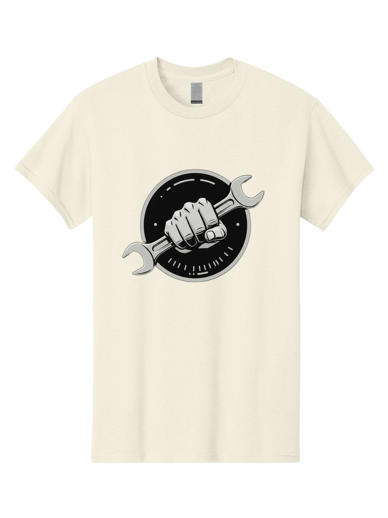 Clenched-Fist-Wrench Men'S Graphic Tee, 100% Cotton, Comfortable Casual Summer Wear, Machine Washable, Hand Holding Wrench, Fist With Spanner, Mechanic Symbol, Repair Logo, Diy Emblem, Tool Icon, Maintenance Graphics, Handyman Sign Bac862 3
