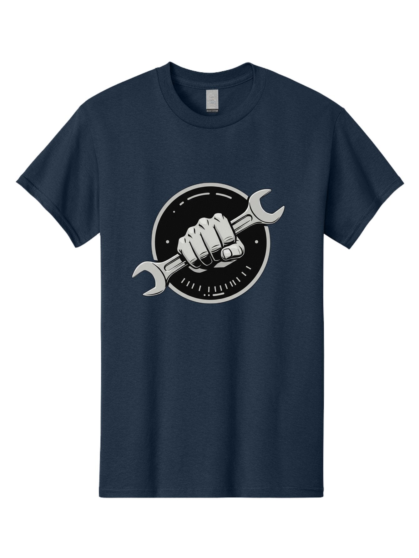 Clenched-Fist-Wrench Men'S Graphic Tee, 100% Cotton, Comfortable Casual Summer Wear, Machine Washable, Hand Holding Wrench, Fist With Spanner, Mechanic Symbol, Repair Logo, Diy Emblem, Tool Icon, Maintenance Graphics, Handyman Sign Bac862 12