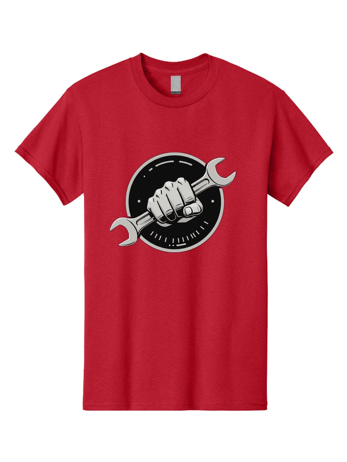 Clenched-Fist-Wrench Men'S Graphic Tee, 100% Cotton, Comfortable Casual Summer Wear, Machine Washable, Hand Holding Wrench, Fist With Spanner, Mechanic Symbol, Repair Logo, Diy Emblem, Tool Icon, Maintenance Graphics, Handyman Sign Bac862 8