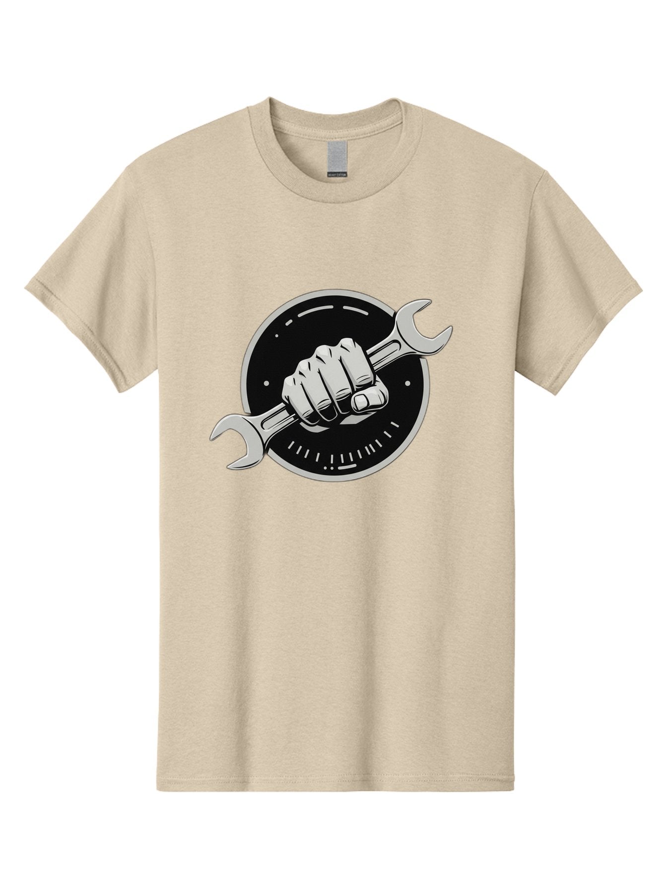 Clenched-Fist-Wrench Men'S Graphic Tee, 100% Cotton, Comfortable Casual Summer Wear, Machine Washable, Hand Holding Wrench, Fist With Spanner, Mechanic Symbol, Repair Logo, Diy Emblem, Tool Icon, Maintenance Graphics, Handyman Sign Bac862 6