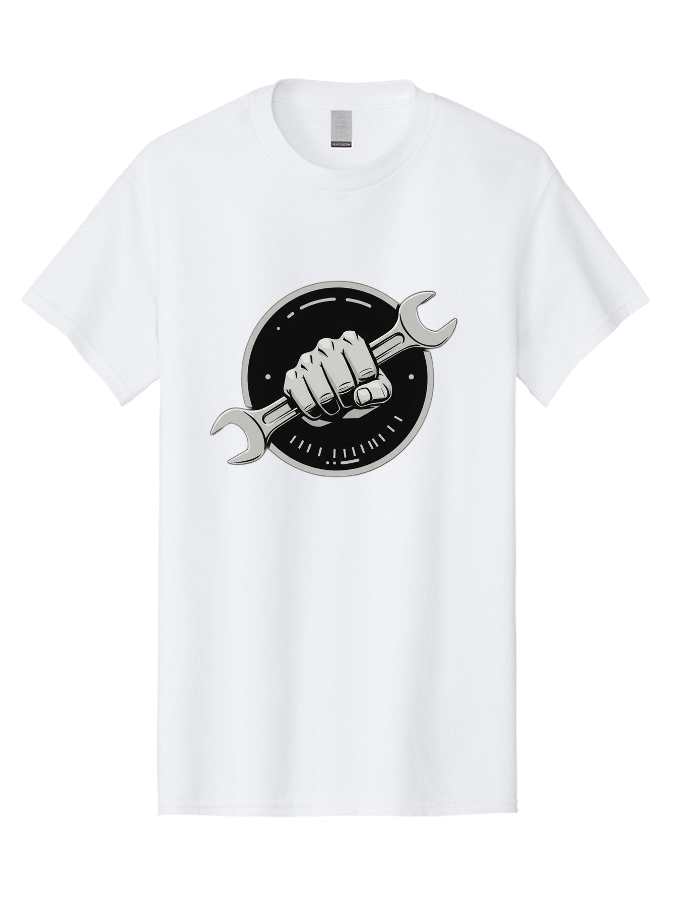 Clenched-Fist-Wrench Men'S Graphic Tee, 100% Cotton, Comfortable Casual Summer Wear, Machine Washable, Hand Holding Wrench, Fist With Spanner, Mechanic Symbol, Repair Logo, Diy Emblem, Tool Icon, Maintenance Graphics, Handyman Sign Bac862 13