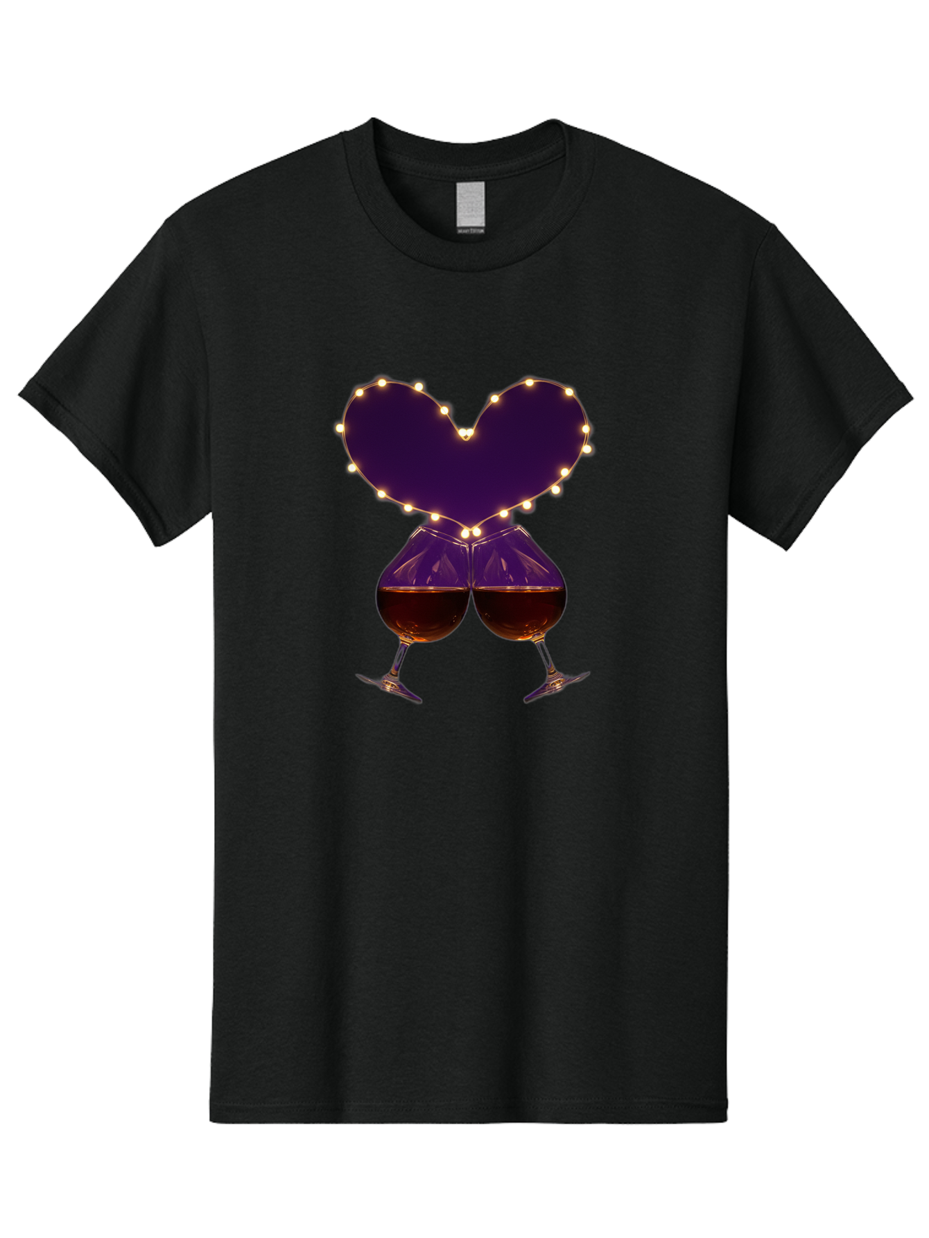 Clinking-Wine-Glasses-Heart Men'S Graphic Tee, 100% Cotton, Comfortable Casual Summer Wear, Machine Washable, Wine Glasses Cheers, Romantic Evening, Couple'S Night, Love Is In The Air, Sharing A Drink, Togetherness, Valentine'S Day Gift, Bac863 10