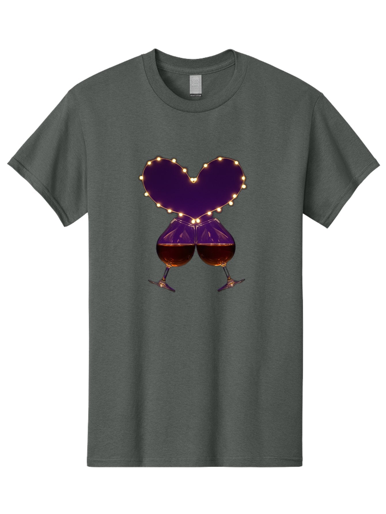 Clinking-Wine-Glasses-Heart Men'S Graphic Tee, 100% Cotton, Comfortable Casual Summer Wear, Machine Washable, Wine Glasses Cheers, Romantic Evening, Couple'S Night, Love Is In The Air, Sharing A Drink, Togetherness, Valentine'S Day Gift, Bac863 13