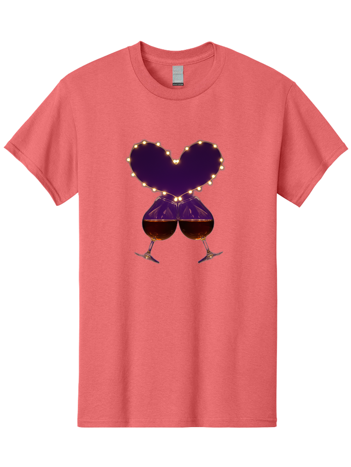 Clinking-Wine-Glasses-Heart Men'S Graphic Tee, 100% Cotton, Comfortable Casual Summer Wear, Machine Washable, Wine Glasses Cheers, Romantic Evening, Couple'S Night, Love Is In The Air, Sharing A Drink, Togetherness, Valentine'S Day Gift, Bac863 7