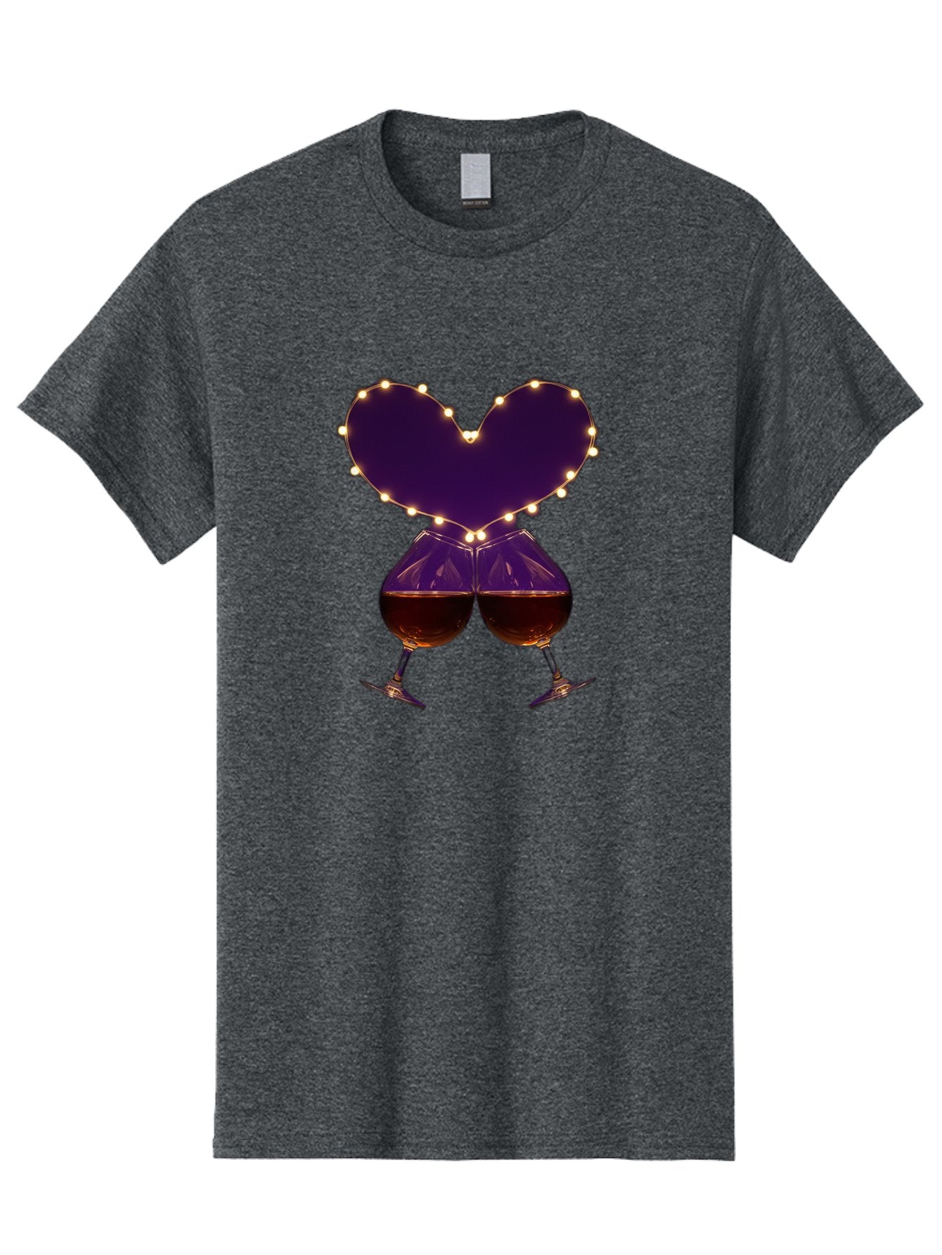 Clinking-Wine-Glasses-Heart Men'S Graphic Tee, 100% Cotton, Comfortable Casual Summer Wear, Machine Washable, Wine Glasses Cheers, Romantic Evening, Couple'S Night, Love Is In The Air, Sharing A Drink, Togetherness, Valentine'S Day Gift, Bac863 10