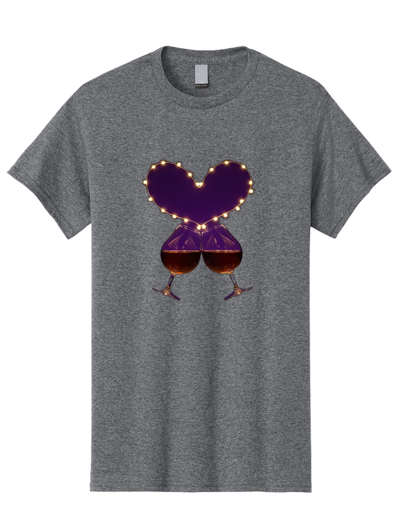 Clinking-Wine-Glasses-Heart Men'S Graphic Tee, 100% Cotton, Comfortable Casual Summer Wear, Machine Washable, Wine Glasses Cheers, Romantic Evening, Couple'S Night, Love Is In The Air, Sharing A Drink, Togetherness, Valentine'S Day Gift, Bac863 11