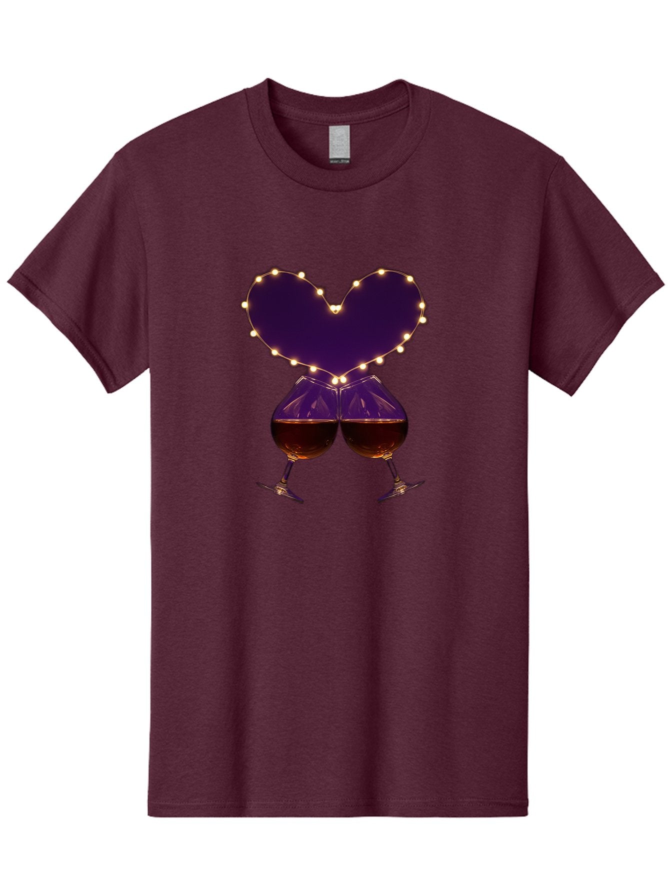 Clinking-Wine-Glasses-Heart Men'S Graphic Tee, 100% Cotton, Comfortable Casual Summer Wear, Machine Washable, Wine Glasses Cheers, Romantic Evening, Couple'S Night, Love Is In The Air, Sharing A Drink, Togetherness, Valentine'S Day Gift, Bac863 9