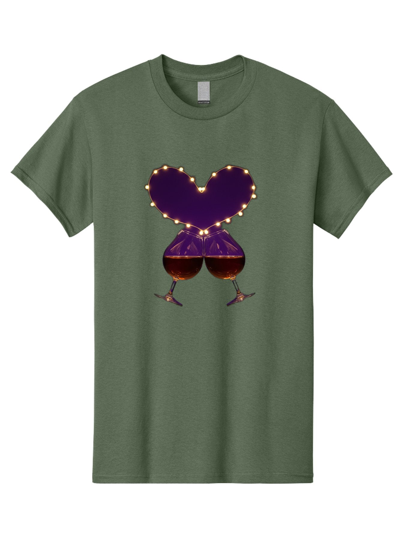 Clinking-Wine-Glasses-Heart Men'S Graphic Tee, 100% Cotton, Comfortable Casual Summer Wear, Machine Washable, Wine Glasses Cheers, Romantic Evening, Couple'S Night, Love Is In The Air, Sharing A Drink, Togetherness, Valentine'S Day Gift, Bac863 8