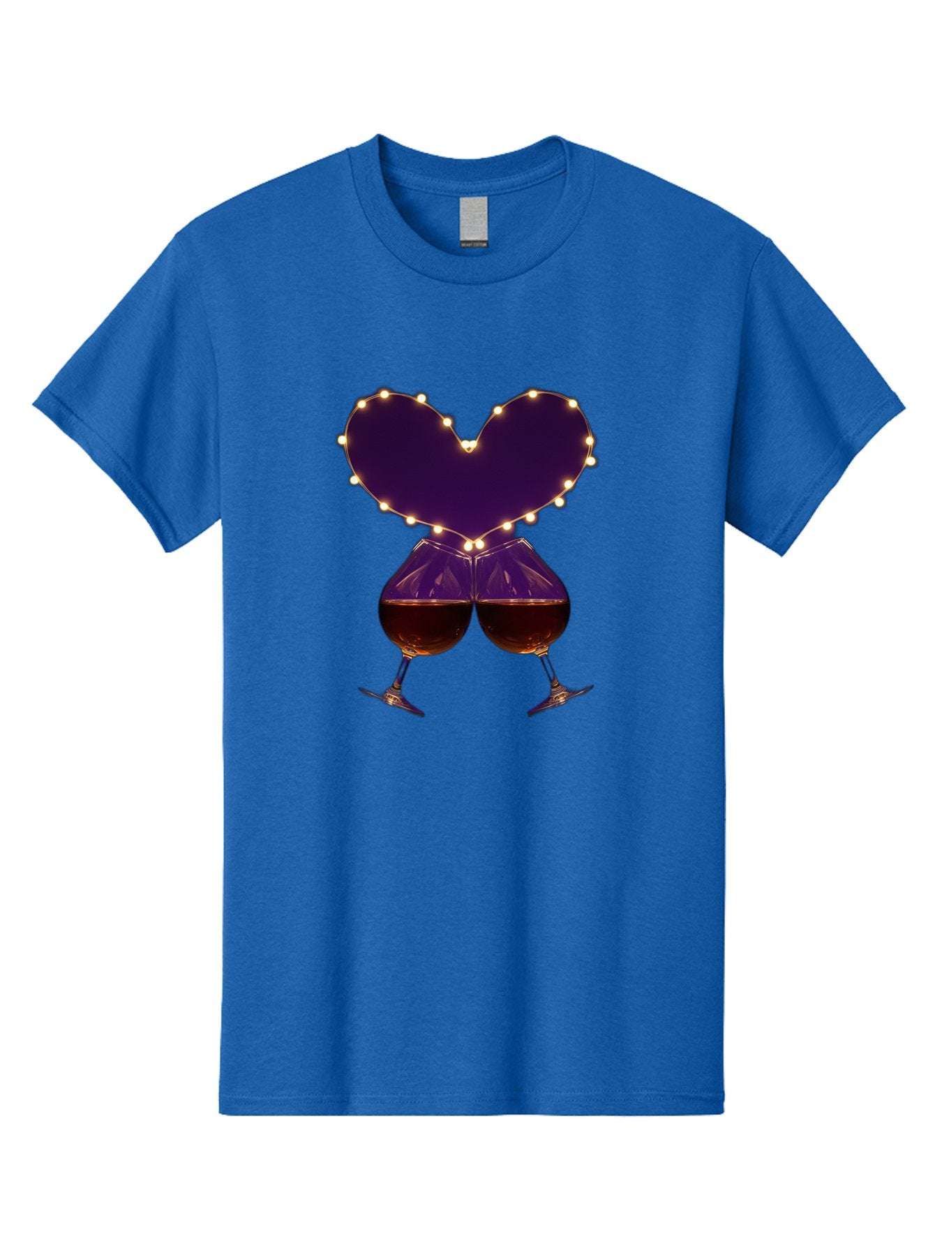 Clinking-Wine-Glasses-Heart Men'S Graphic Tee, 100% Cotton, Comfortable Casual Summer Wear, Machine Washable, Wine Glasses Cheers, Romantic Evening, Couple'S Night, Love Is In The Air, Sharing A Drink, Togetherness, Valentine'S Day Gift, Bac863 7