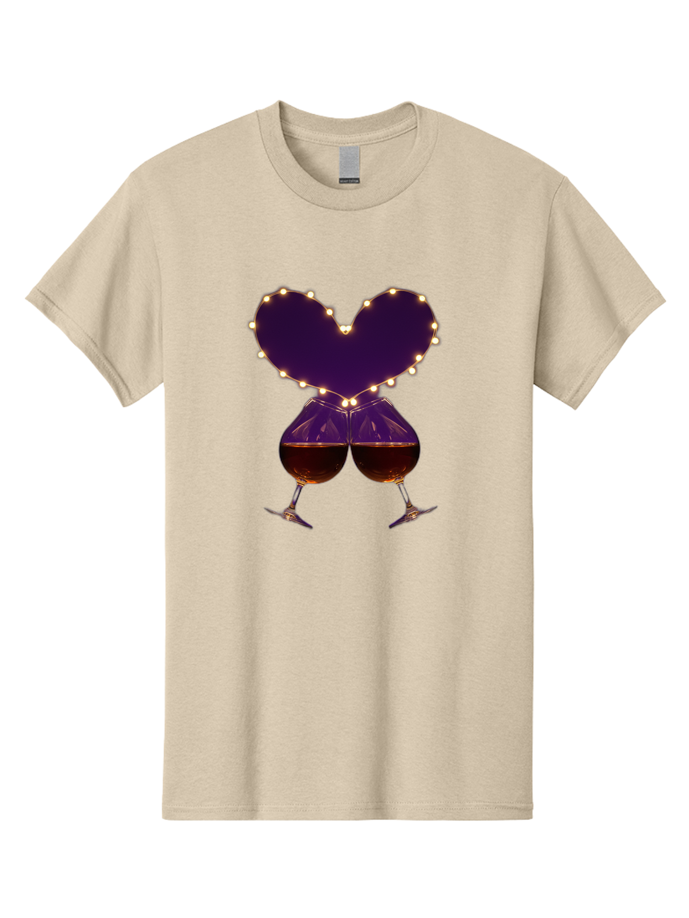 Clinking-Wine-Glasses-Heart Men'S Graphic Tee, 100% Cotton, Comfortable Casual Summer Wear, Machine Washable, Wine Glasses Cheers, Romantic Evening, Couple'S Night, Love Is In The Air, Sharing A Drink, Togetherness, Valentine'S Day Gift, Bac863 11