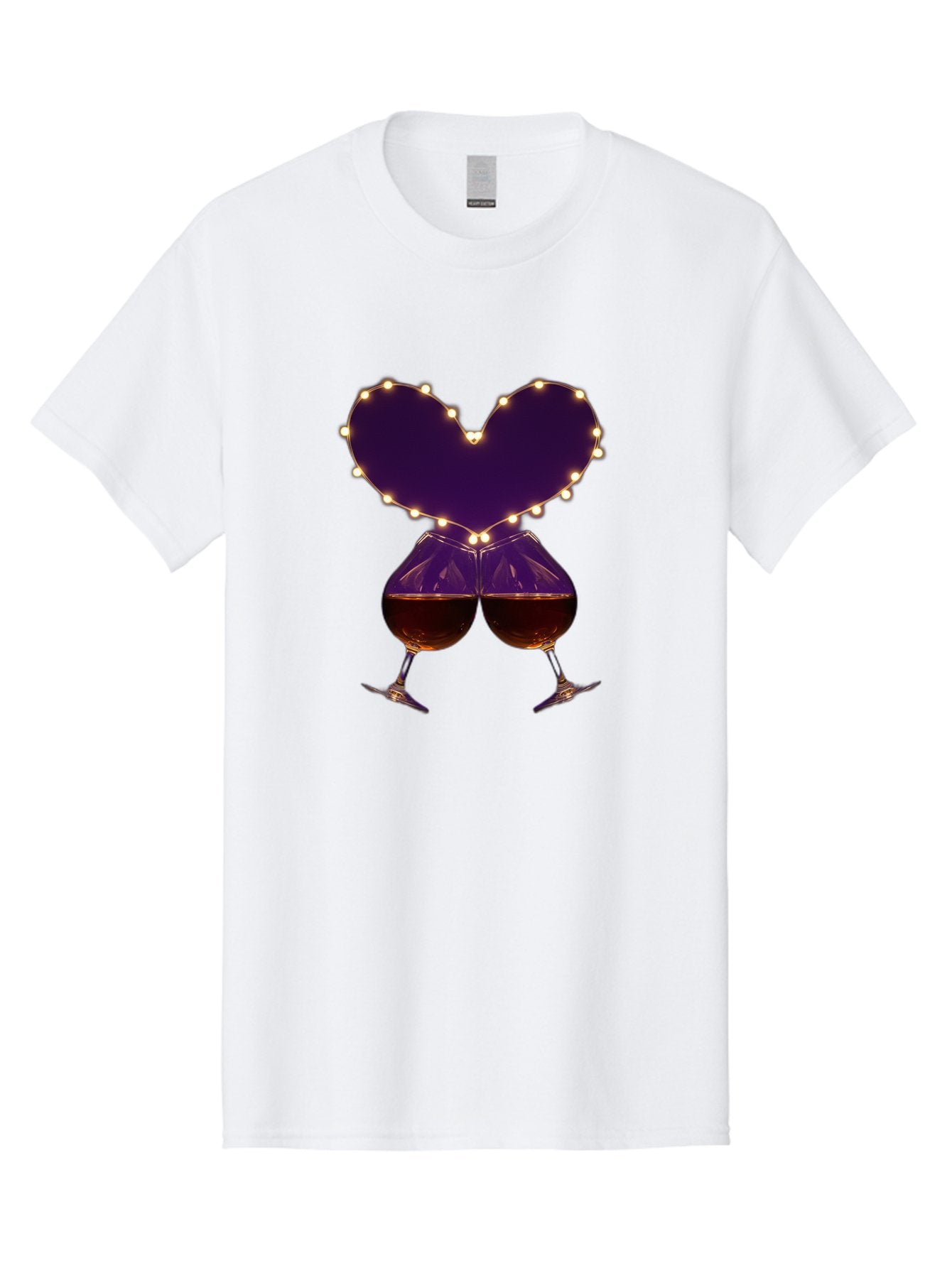 Clinking-Wine-Glasses-Heart Men'S Graphic Tee, 100% Cotton, Comfortable Casual Summer Wear, Machine Washable, Wine Glasses Cheers, Romantic Evening, Couple'S Night, Love Is In The Air, Sharing A Drink, Togetherness, Valentine'S Day Gift, Bac863 3