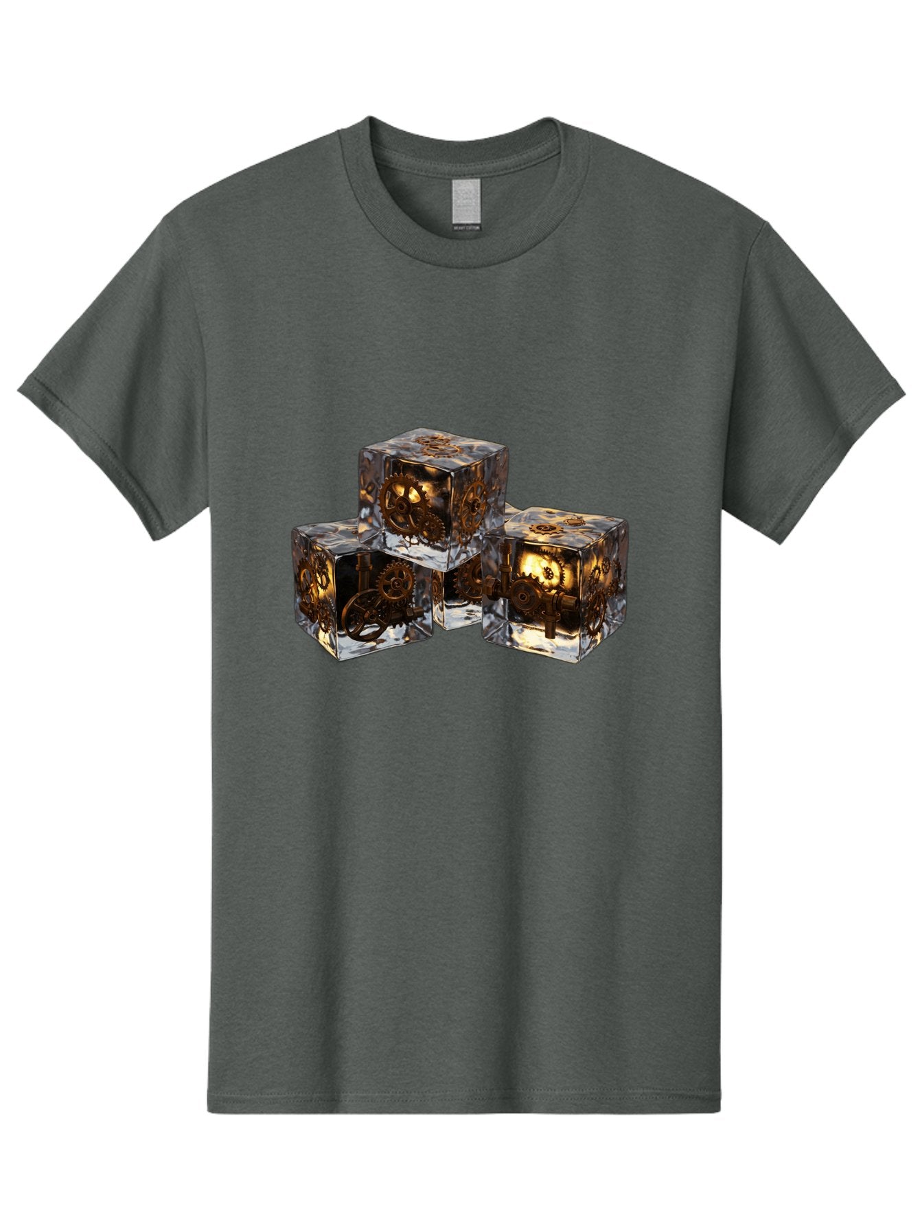 Clockwork-Dice Men'S Graphic Tee, 100% Cotton, Comfortable Casual Summer Wear, Machine Washable, Transparent Dice, Mechanical Gears, Clockwork Mechanisms, Intricate Details, Golden Accents, Modern Gaming Accessories, Tabletop Gaming, Rpg Dice Bac865 9