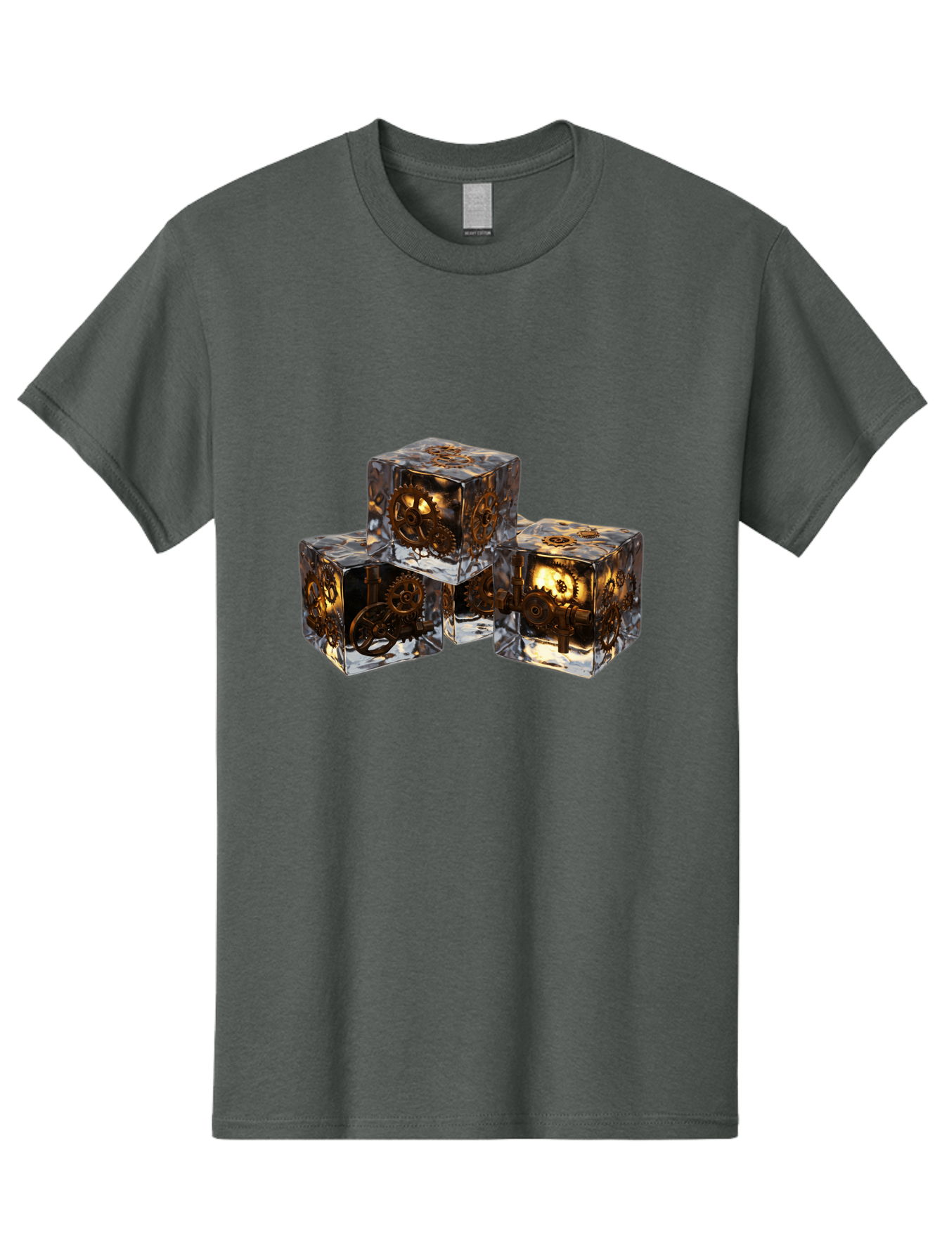 Clockwork-Dice Men'S Graphic Tee, 100% Cotton, Comfortable Casual Summer Wear, Machine Washable, Transparent Dice, Mechanical Gears, Clockwork Mechanisms, Intricate Details, Golden Accents, Modern Gaming Accessories, Tabletop Gaming, Rpg Dice Bac865 5