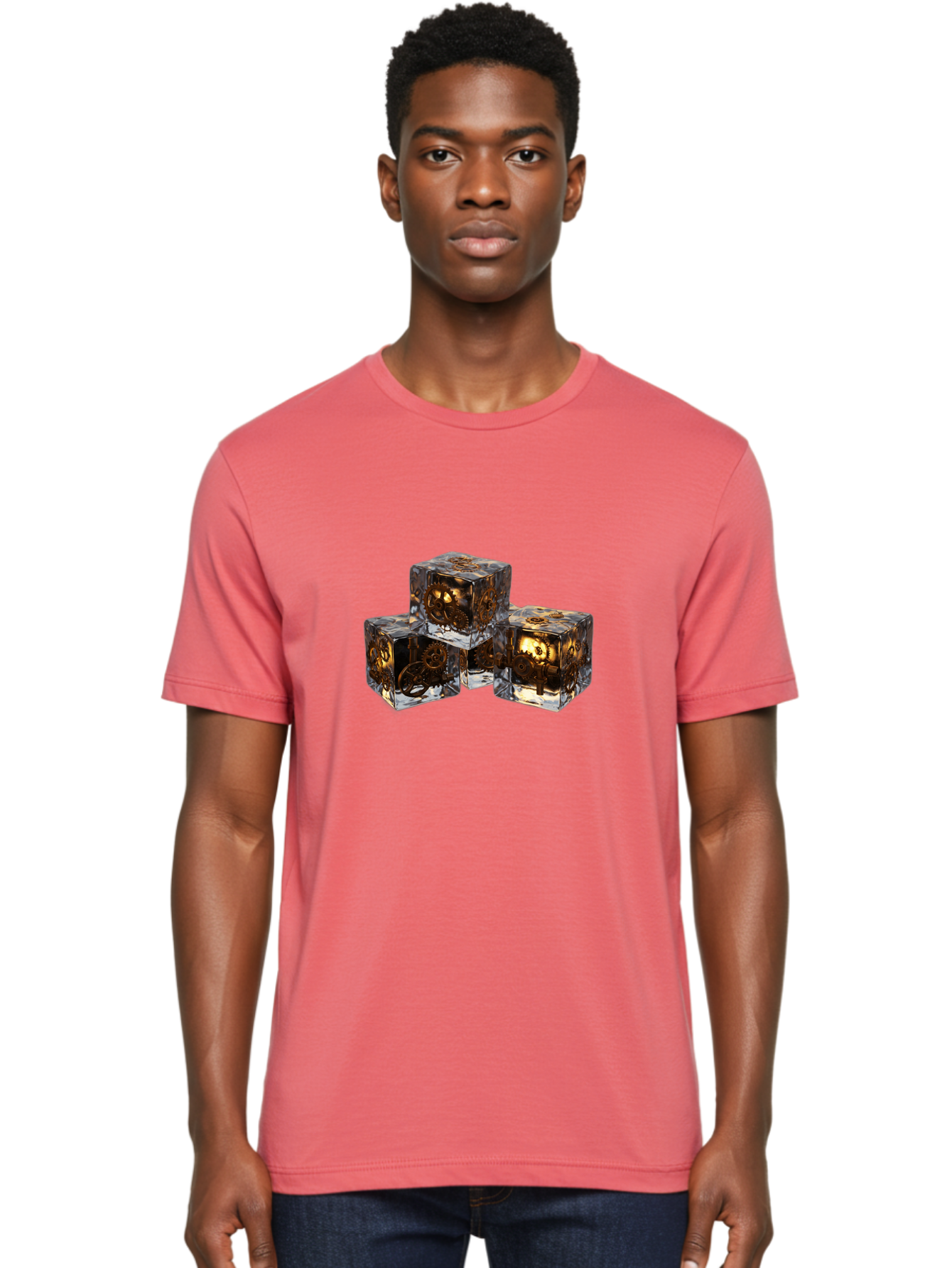 Clockwork-Dice Men'S Graphic Tee, 100% Cotton, Comfortable Casual Summer Wear, Machine Washable, Transparent Dice, Mechanical Gears, Clockwork Mechanisms, Intricate Details, Golden Accents, Modern Gaming Accessories, Tabletop Gaming, Rpg Dice Bac865 28