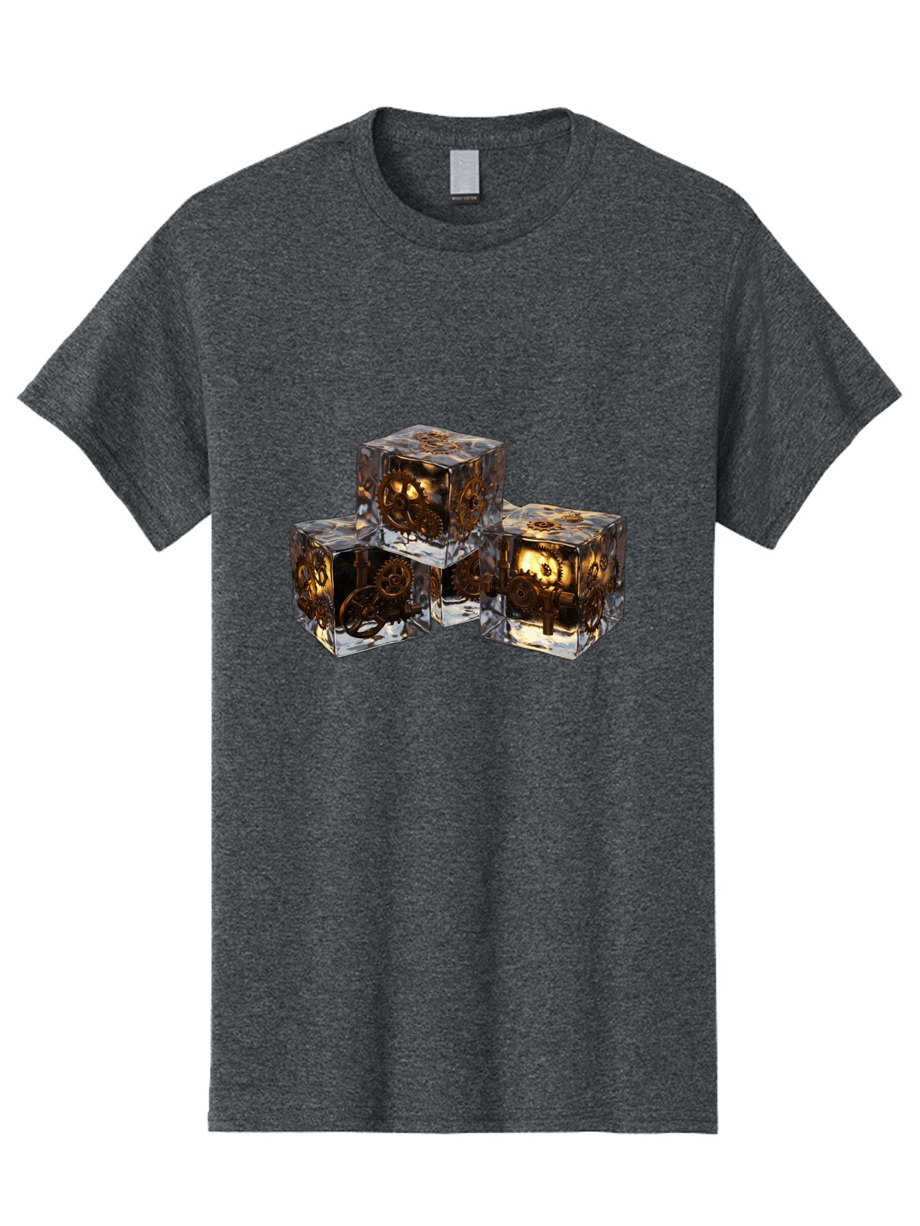 Clockwork-Dice Men'S Graphic Tee, 100% Cotton, Comfortable Casual Summer Wear, Machine Washable, Transparent Dice, Mechanical Gears, Clockwork Mechanisms, Intricate Details, Golden Accents, Modern Gaming Accessories, Tabletop Gaming, Rpg Dice Bac865