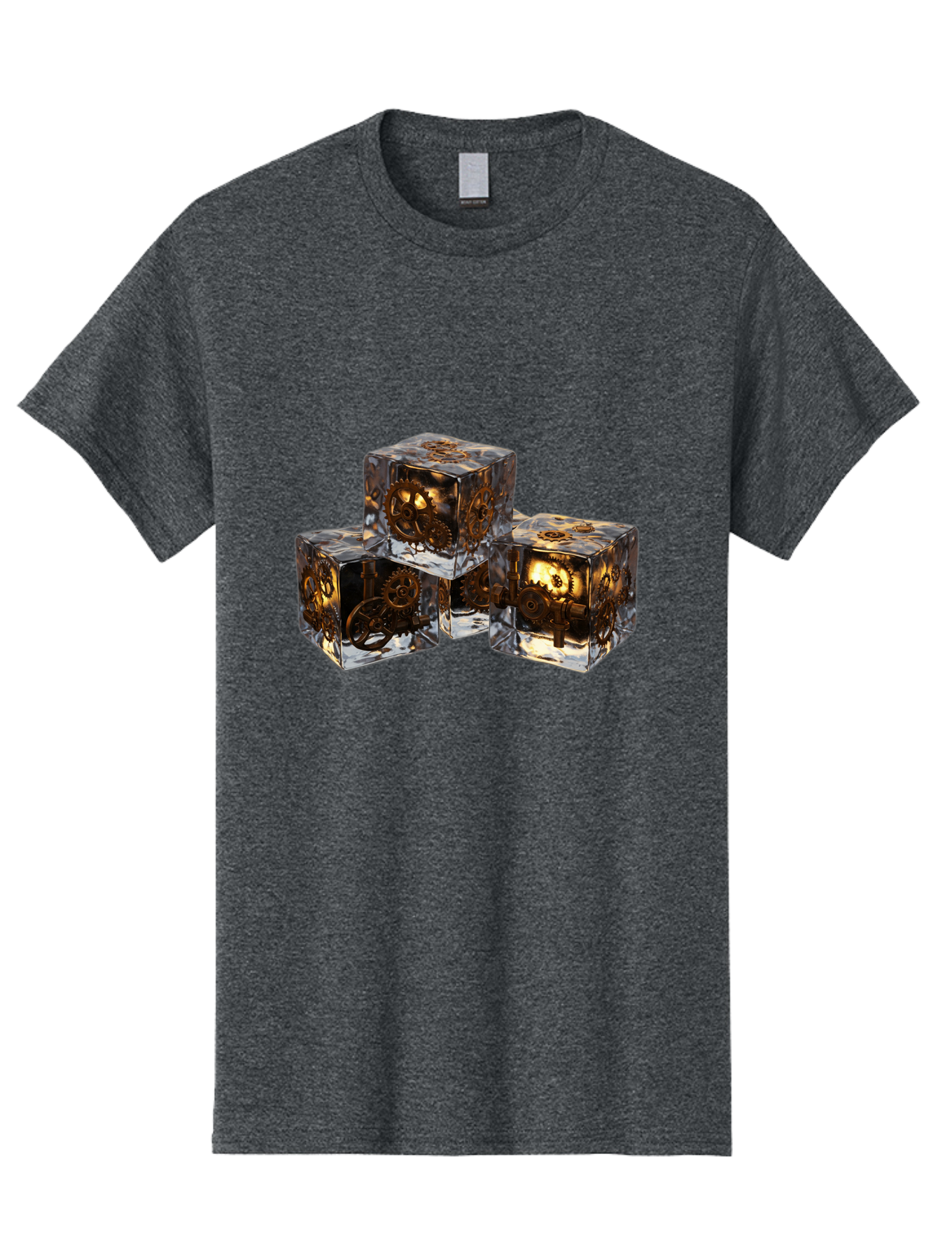 Clockwork-Dice Men'S Graphic Tee, 100% Cotton, Comfortable Casual Summer Wear, Machine Washable, Transparent Dice, Mechanical Gears, Clockwork Mechanisms, Intricate Details, Golden Accents, Modern Gaming Accessories, Tabletop Gaming, Rpg Dice Bac865 10