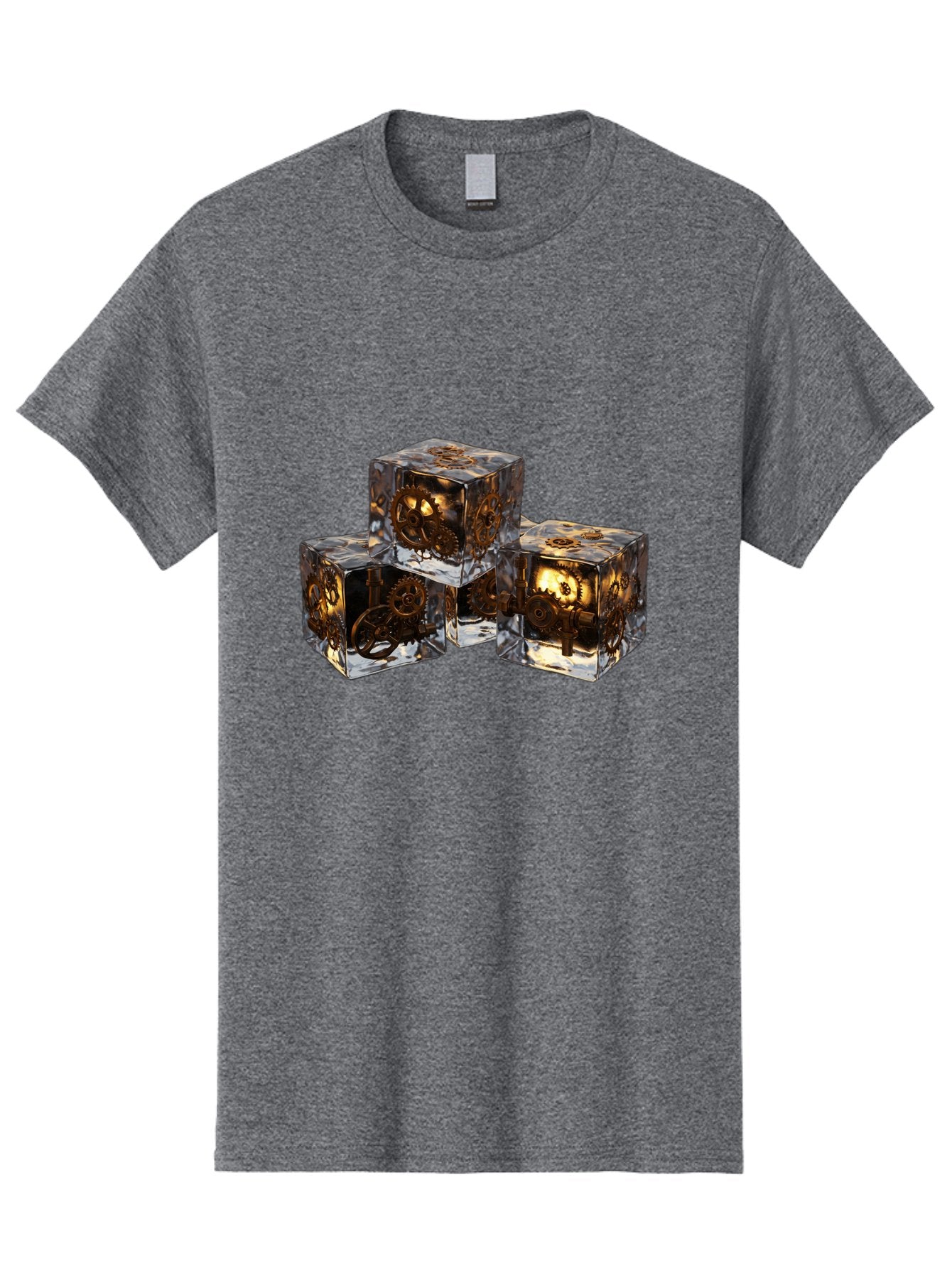 Clockwork-Dice Men'S Graphic Tee, 100% Cotton, Comfortable Casual Summer Wear, Machine Washable, Transparent Dice, Mechanical Gears, Clockwork Mechanisms, Intricate Details, Golden Accents, Modern Gaming Accessories, Tabletop Gaming, Rpg Dice Bac865 12