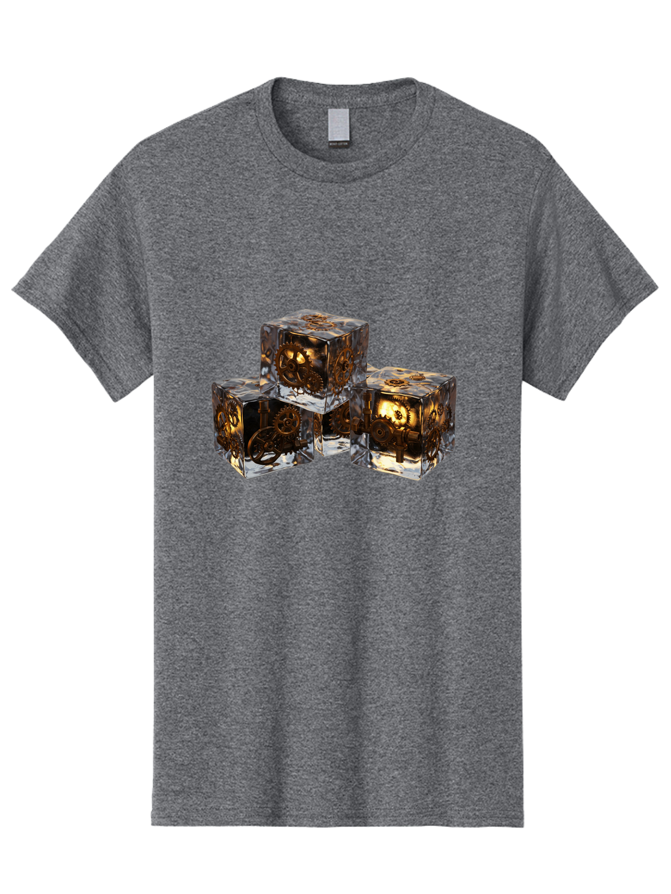 Clockwork-Dice Men'S Graphic Tee, 100% Cotton, Comfortable Casual Summer Wear, Machine Washable, Transparent Dice, Mechanical Gears, Clockwork Mechanisms, Intricate Details, Golden Accents, Modern Gaming Accessories, Tabletop Gaming, Rpg Dice Bac865 3
