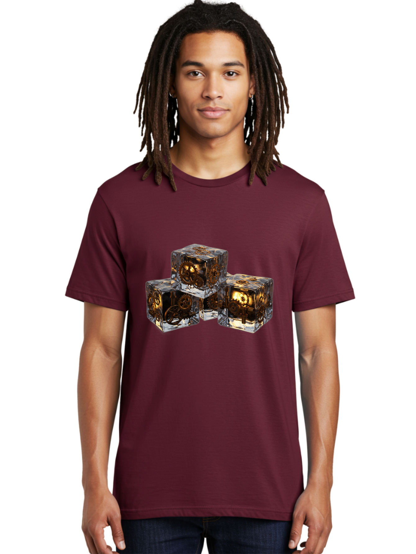 Clockwork-Dice Men'S Graphic Tee, 100% Cotton, Comfortable Casual Summer Wear, Machine Washable, Transparent Dice, Mechanical Gears, Clockwork Mechanisms, Intricate Details, Golden Accents, Modern Gaming Accessories, Tabletop Gaming, Rpg Dice Bac865 26