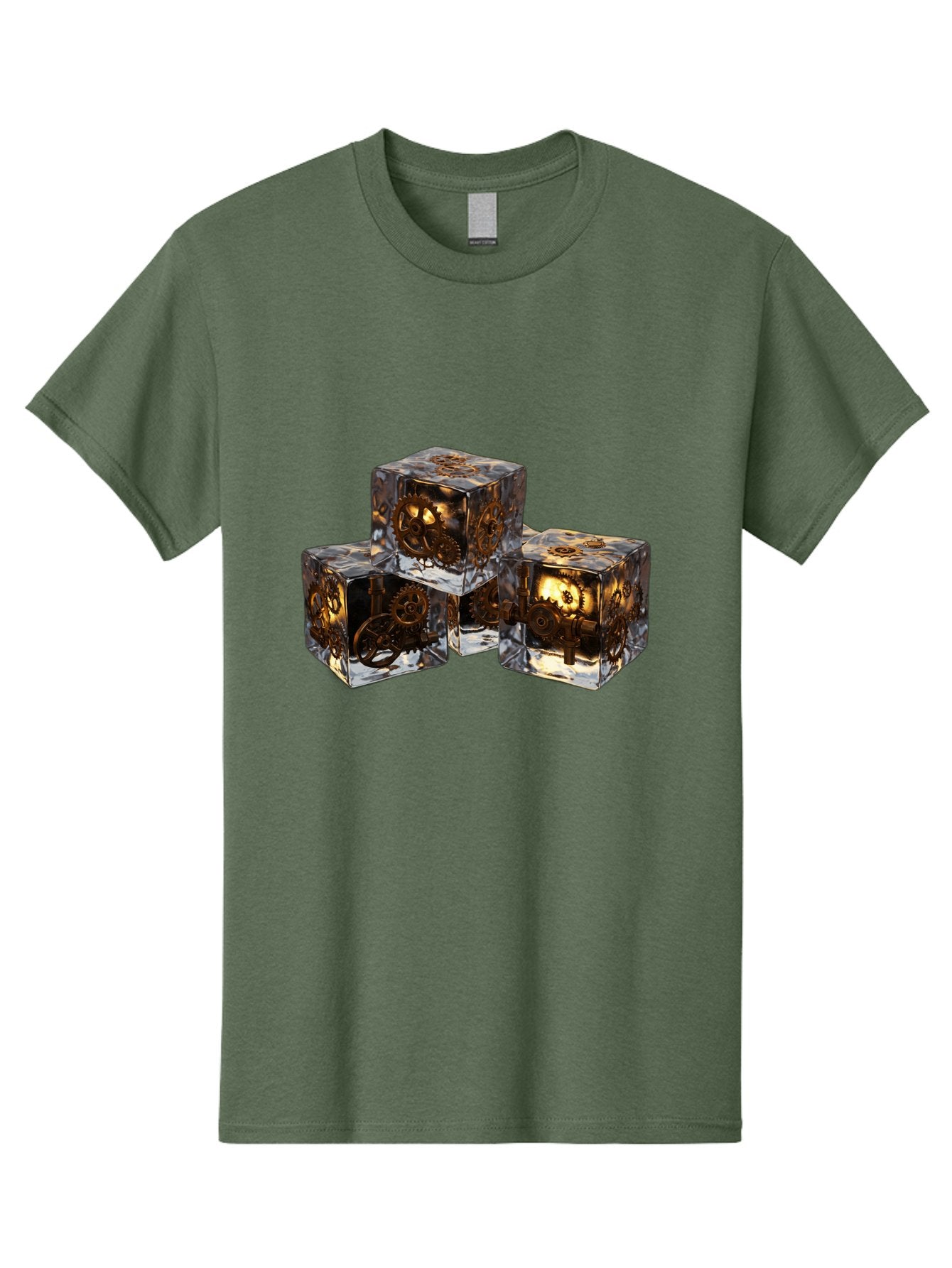 Clockwork-Dice Men'S Graphic Tee, 100% Cotton, Comfortable Casual Summer Wear, Machine Washable, Transparent Dice, Mechanical Gears, Clockwork Mechanisms, Intricate Details, Golden Accents, Modern Gaming Accessories, Tabletop Gaming, Rpg Dice Bac865 3