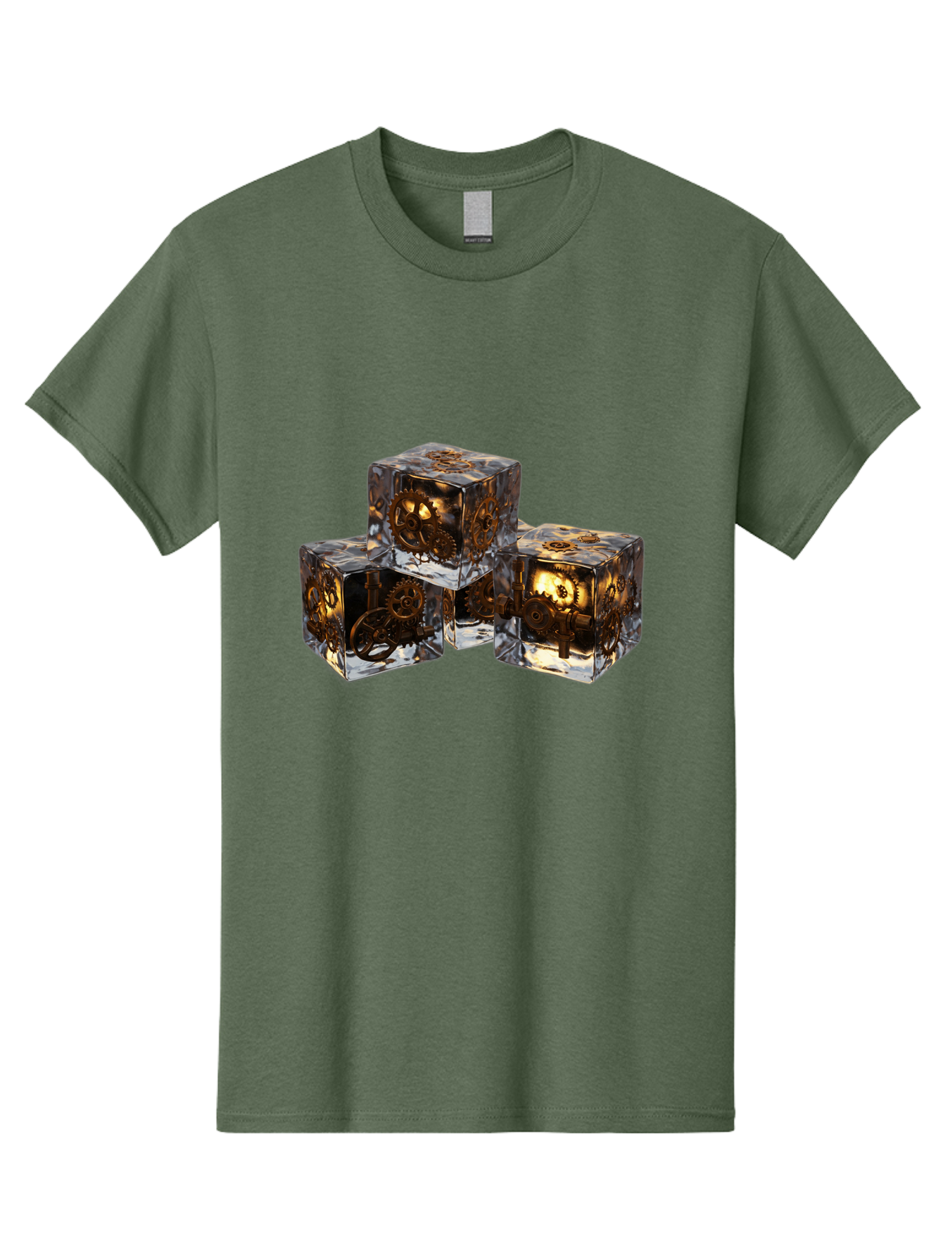 Clockwork-Dice Men'S Graphic Tee, 100% Cotton, Comfortable Casual Summer Wear, Machine Washable, Transparent Dice, Mechanical Gears, Clockwork Mechanisms, Intricate Details, Golden Accents, Modern Gaming Accessories, Tabletop Gaming, Rpg Dice Bac865 9