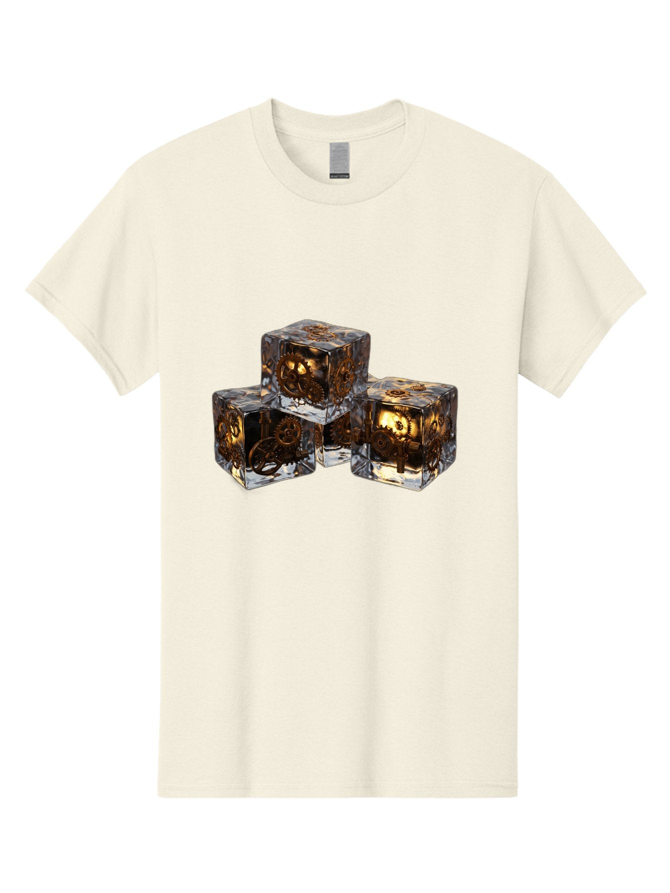 Clockwork-Dice Men'S Graphic Tee, 100% Cotton, Comfortable Casual Summer Wear, Machine Washable, Transparent Dice, Mechanical Gears, Clockwork Mechanisms, Intricate Details, Golden Accents, Modern Gaming Accessories, Tabletop Gaming, Rpg Dice Bac865 15