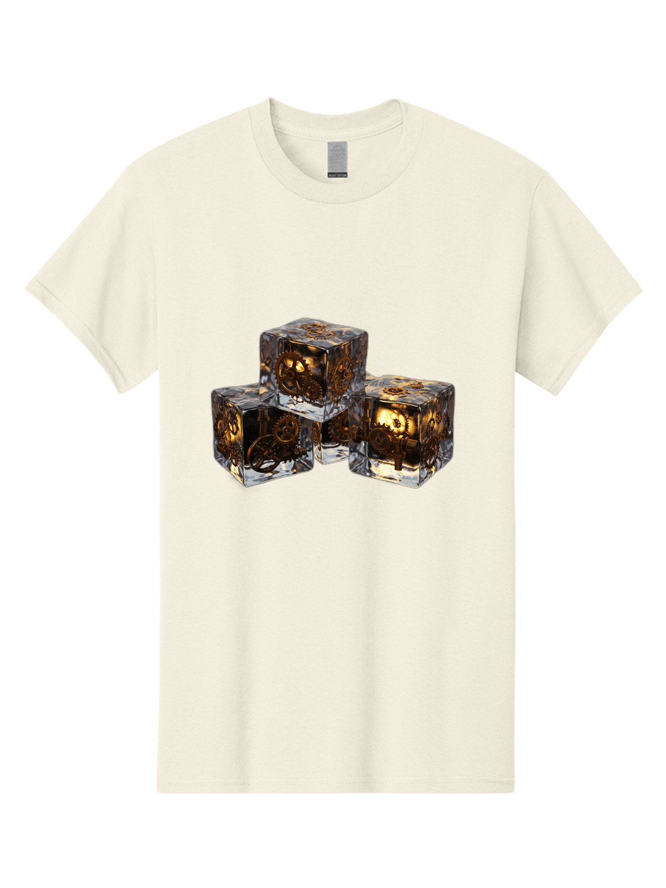 Clockwork-Dice Men'S Graphic Tee, 100% Cotton, Comfortable Casual Summer Wear, Machine Washable, Transparent Dice, Mechanical Gears, Clockwork Mechanisms, Intricate Details, Golden Accents, Modern Gaming Accessories, Tabletop Gaming, Rpg Dice Bac865