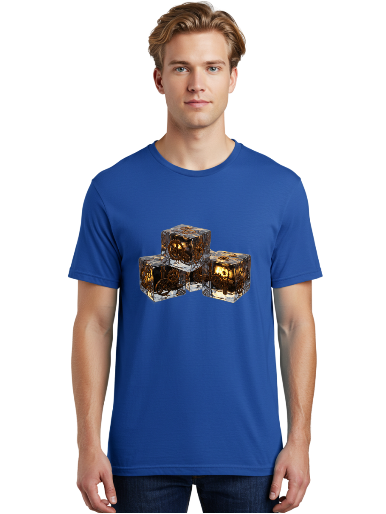 Clockwork-Dice Men'S Graphic Tee, 100% Cotton, Comfortable Casual Summer Wear, Machine Washable, Transparent Dice, Mechanical Gears, Clockwork Mechanisms, Intricate Details, Golden Accents, Modern Gaming Accessories, Tabletop Gaming, Rpg Dice Bac865 29