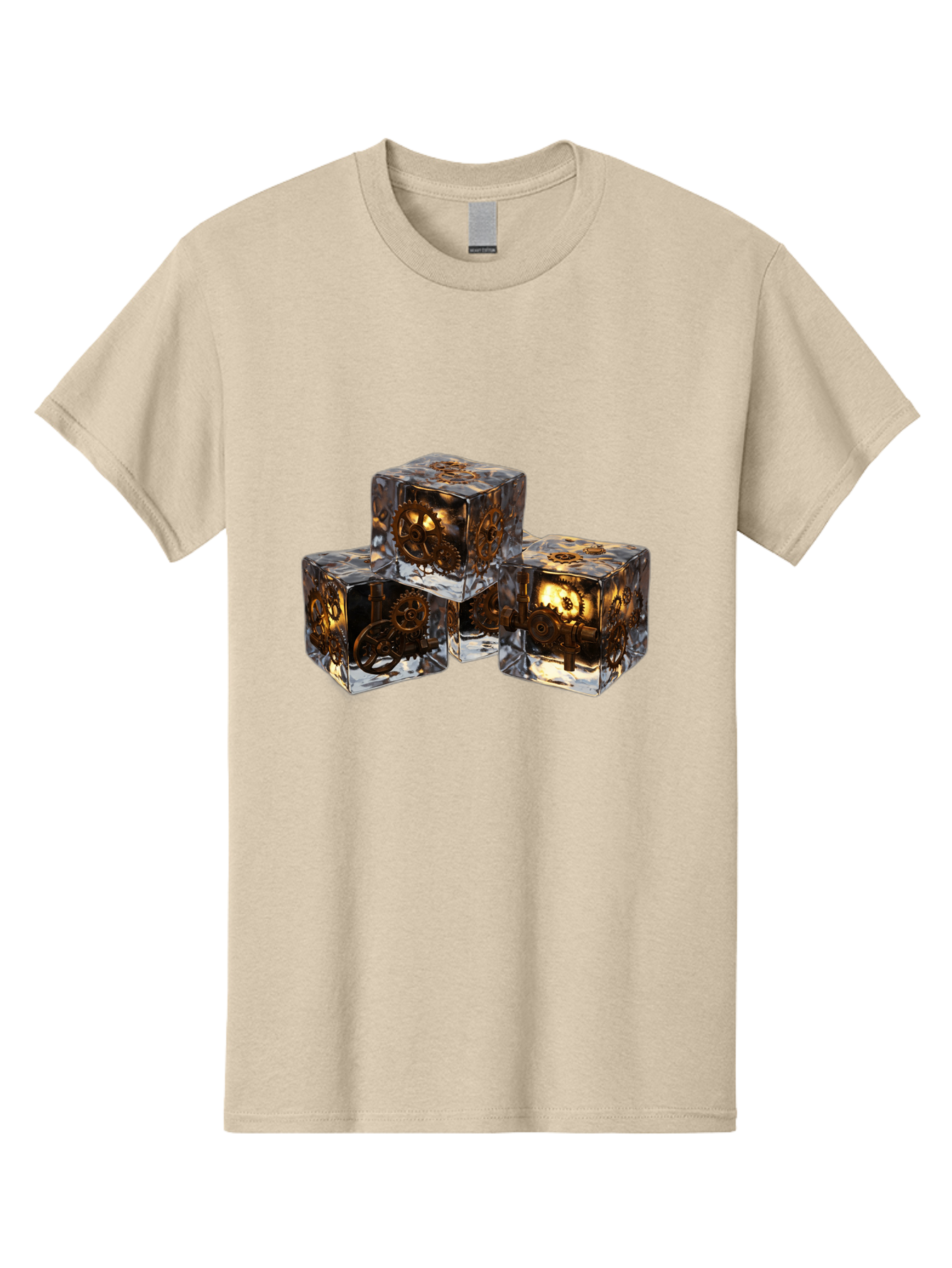 Clockwork-Dice Men'S Graphic Tee, 100% Cotton, Comfortable Casual Summer Wear, Machine Washable, Transparent Dice, Mechanical Gears, Clockwork Mechanisms, Intricate Details, Golden Accents, Modern Gaming Accessories, Tabletop Gaming, Rpg Dice Bac865
