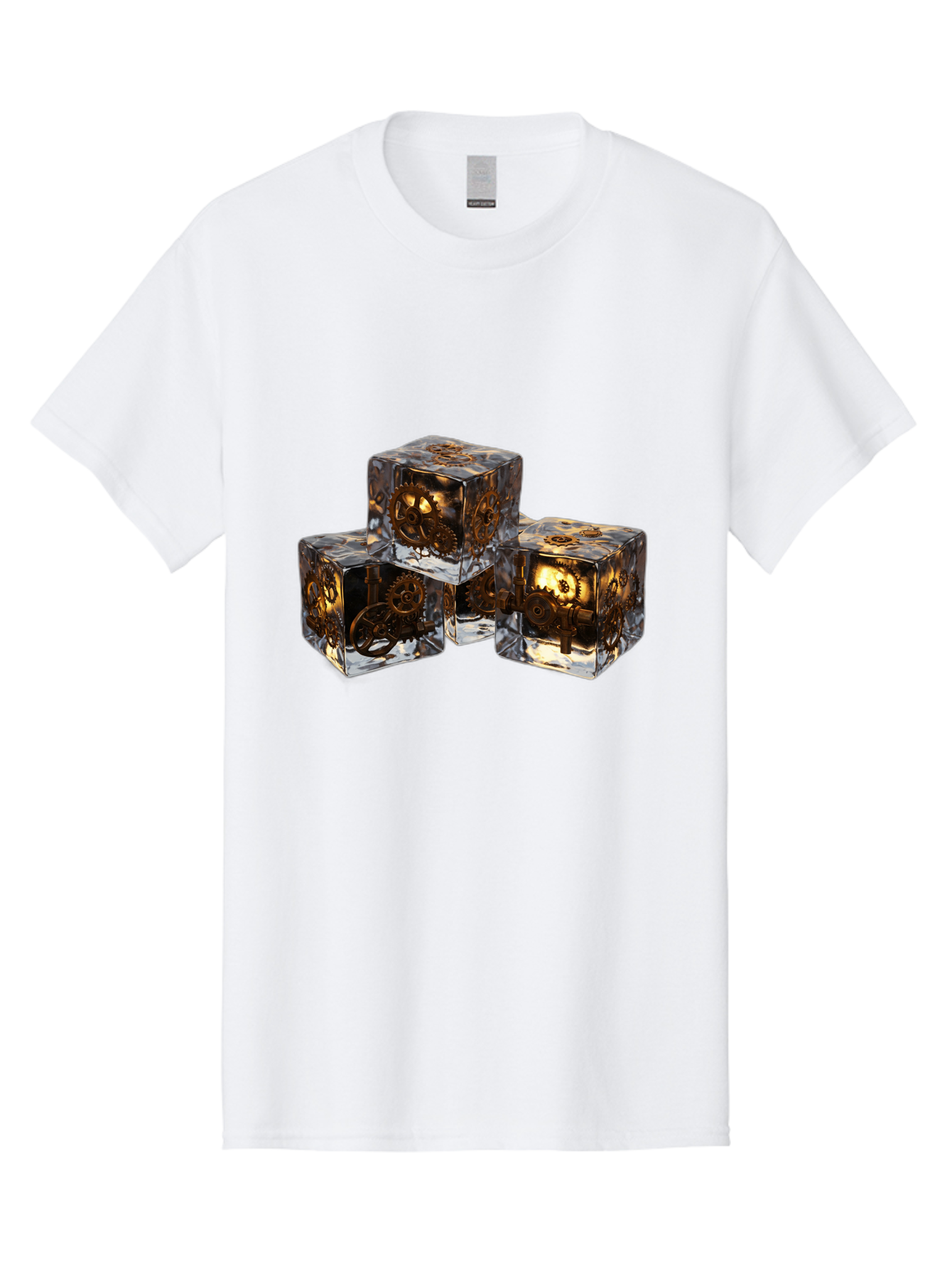 Clockwork-Dice Men'S Graphic Tee, 100% Cotton, Comfortable Casual Summer Wear, Machine Washable, Transparent Dice, Mechanical Gears, Clockwork Mechanisms, Intricate Details, Golden Accents, Modern Gaming Accessories, Tabletop Gaming, Rpg Dice Bac865 6