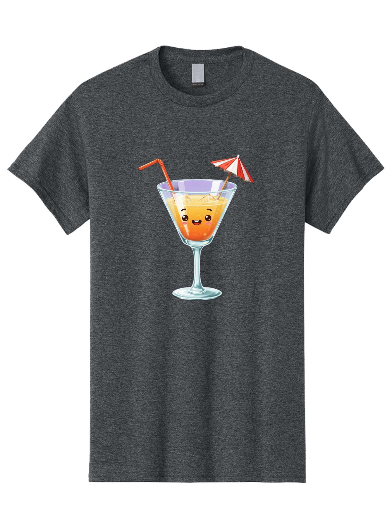 Cocktail-Glass-1 Men'S Graphic Tee, 100% Cotton, Comfortable Casual Summer Wear, Machine Washable, Orange Cocktail, Cartoon Character, Kawaii Drink, Cheerful Face, Refreshing Beverage, Vibrant Colors, Playful Straw, Umbrella Decoration, Bac867 14