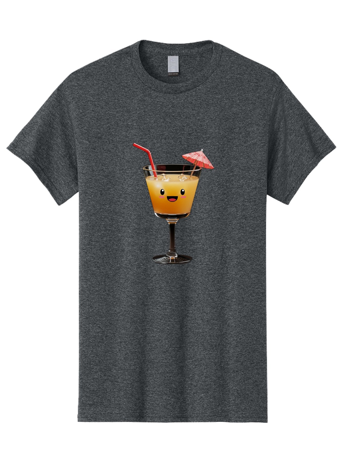 Cocktail-Glass-3 Men'S Graphic Tee, 100% Cotton, Comfortable Casual Summer Wear, Machine Washable, Cocktail Glass, Smiling Face, Orange Drink, Red Straw, Red Umbrella, Funny Character, Cartoon Style, Refreshing Beverage, Summer Drink Bac869 4