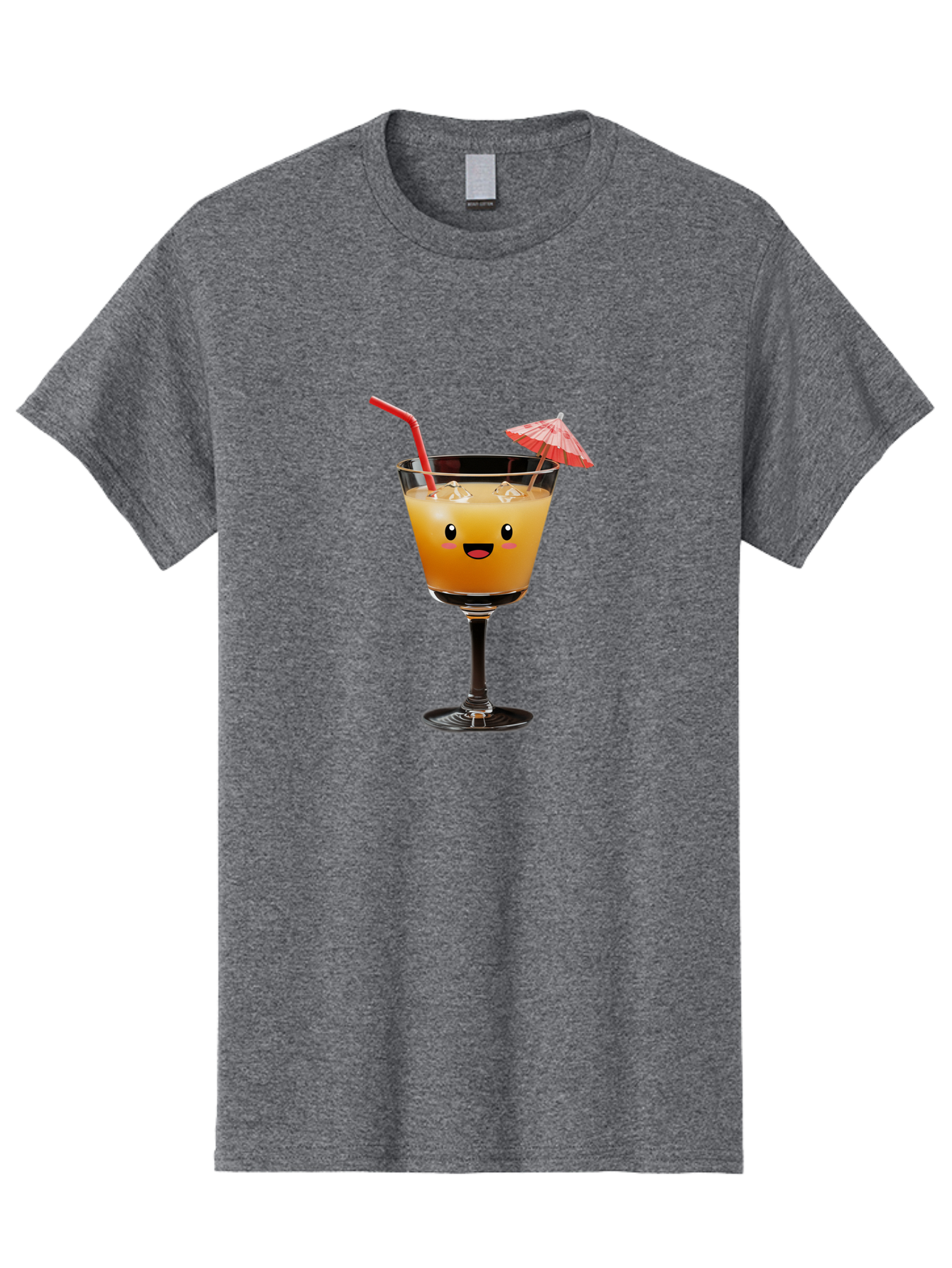 Cocktail-Glass-3 Men'S Graphic Tee, 100% Cotton, Comfortable Casual Summer Wear, Machine Washable, Cocktail Glass, Smiling Face, Orange Drink, Red Straw, Red Umbrella, Funny Character, Cartoon Style, Refreshing Beverage, Summer Drink Bac869
