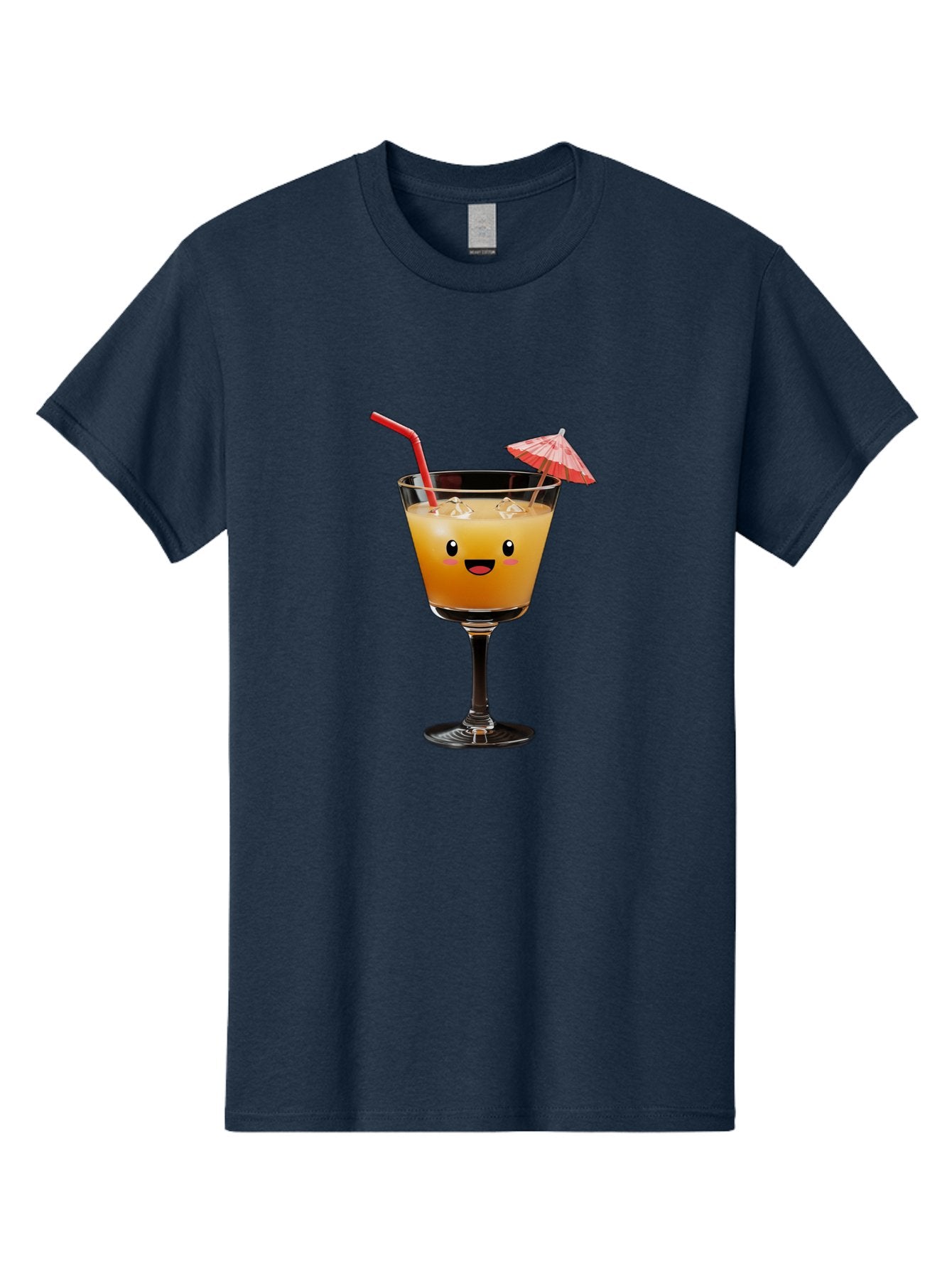 Cocktail-Glass-3 Men'S Graphic Tee, 100% Cotton, Comfortable Casual Summer Wear, Machine Washable, Cocktail Glass, Smiling Face, Orange Drink, Red Straw, Red Umbrella, Funny Character, Cartoon Style, Refreshing Beverage, Summer Drink Bac869 10