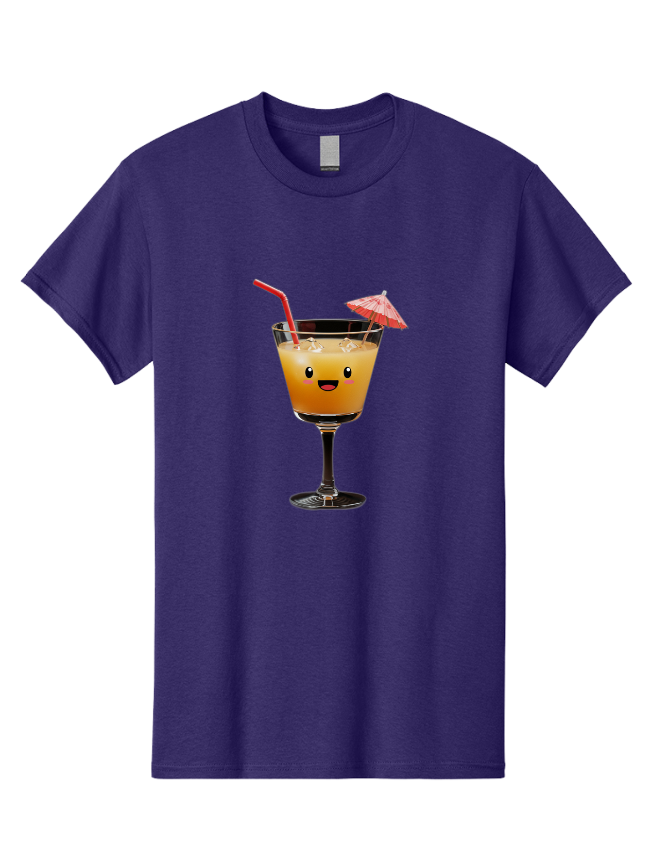 Cocktail-Glass-3 Men'S Graphic Tee, 100% Cotton, Comfortable Casual Summer Wear, Machine Washable, Cocktail Glass, Smiling Face, Orange Drink, Red Straw, Red Umbrella, Funny Character, Cartoon Style, Refreshing Beverage, Summer Drink Bac869 11