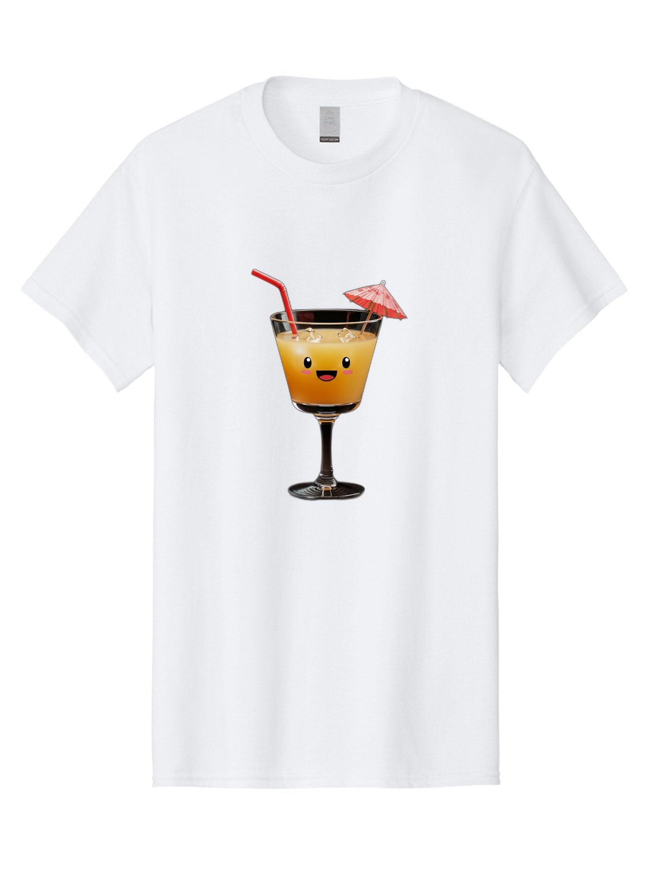 Cocktail-Glass-3 Men'S Graphic Tee, 100% Cotton, Comfortable Casual Summer Wear, Machine Washable, Cocktail Glass, Smiling Face, Orange Drink, Red Straw, Red Umbrella, Funny Character, Cartoon Style, Refreshing Beverage, Summer Drink Bac869 8