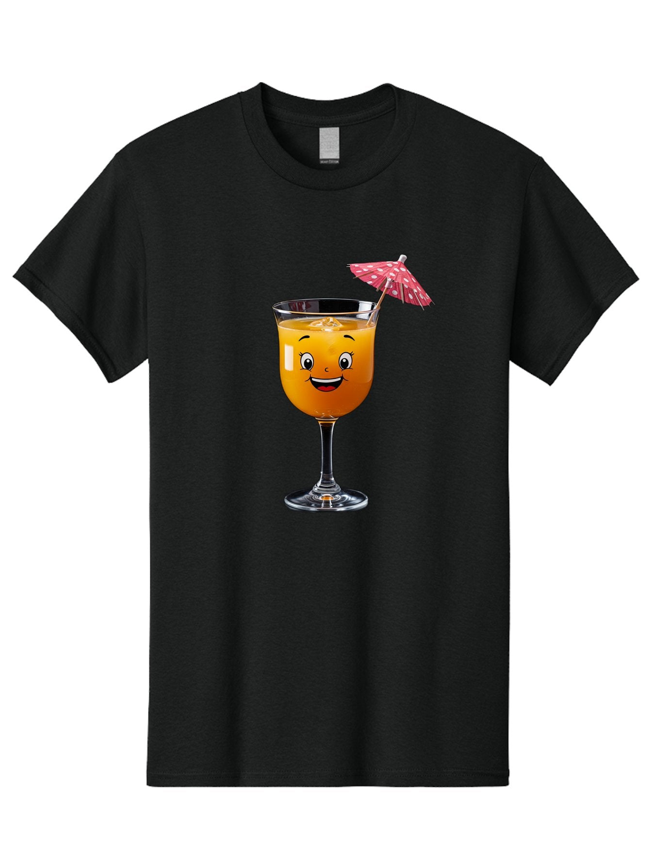 Cocktail-Glass Men'S Graphic Tee, 100% Cotton, Comfortable Casual Summer Wear, Machine Washable, Smiling Cocktail, Orange Drink, Cartoon Character, Summer Vibes, Refreshing Beverage, Cocktail Umbrella, Happy Face, Glassware, Party Atmosphere Bac872 7