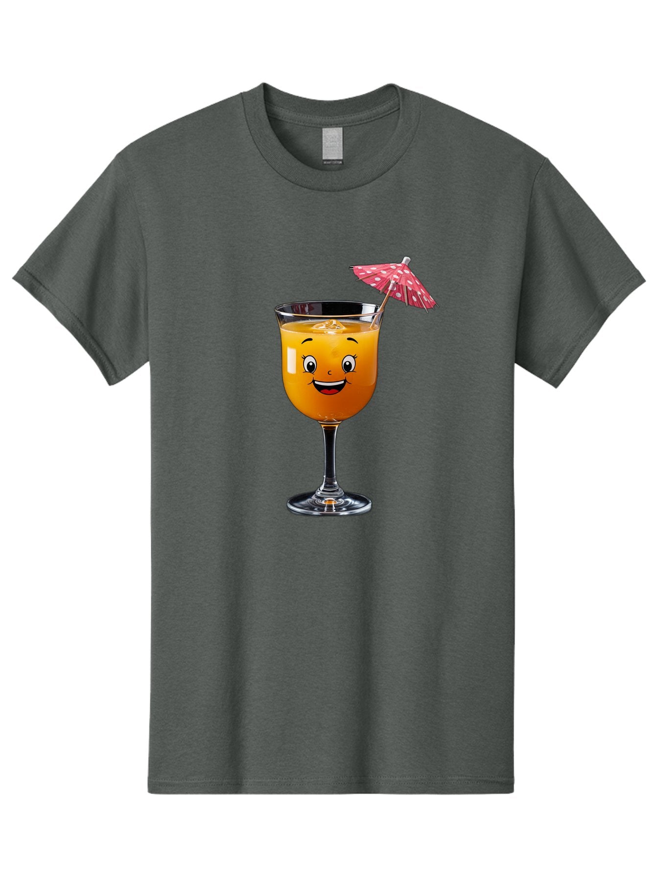 Cocktail-Glass Men'S Graphic Tee, 100% Cotton, Comfortable Casual Summer Wear, Machine Washable, Smiling Cocktail, Orange Drink, Cartoon Character, Summer Vibes, Refreshing Beverage, Cocktail Umbrella, Happy Face, Glassware, Party Atmosphere Bac872 9