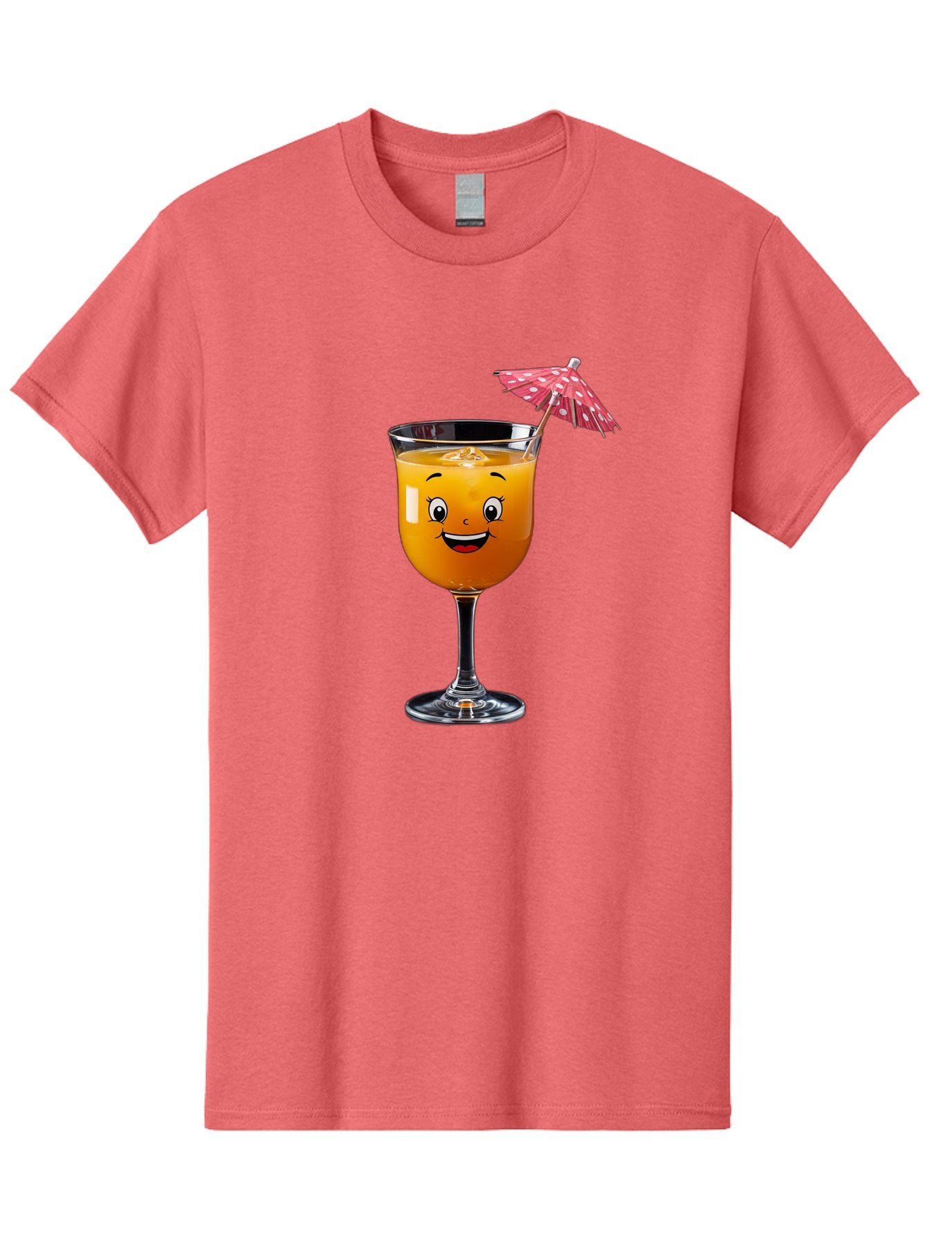 Cocktail-Glass Men'S Graphic Tee, 100% Cotton, Comfortable Casual Summer Wear, Machine Washable, Smiling Cocktail, Orange Drink, Cartoon Character, Summer Vibes, Refreshing Beverage, Cocktail Umbrella, Happy Face, Glassware, Party Atmosphere Bac872 11