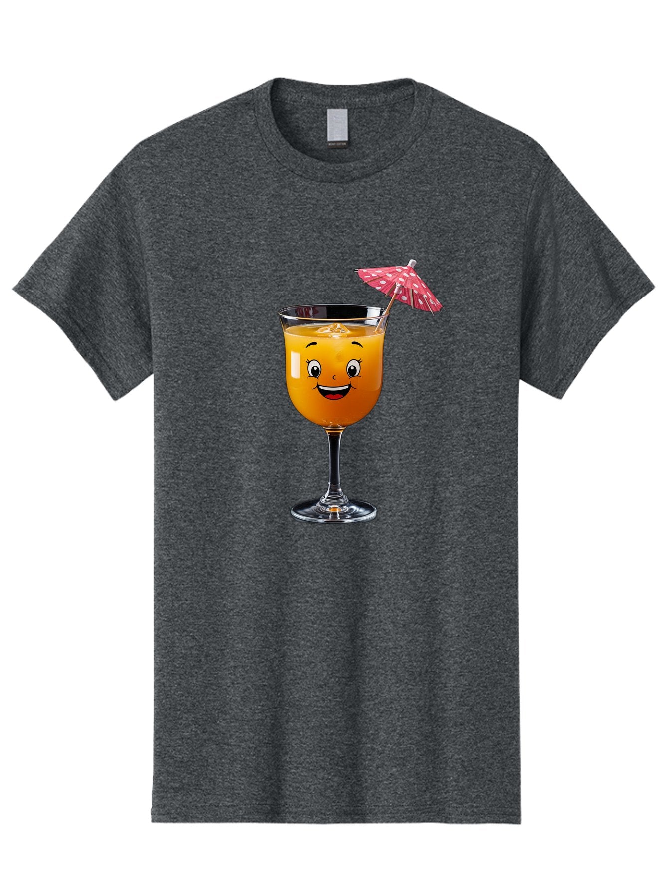 Cocktail-Glass Men'S Graphic Tee, 100% Cotton, Comfortable Casual Summer Wear, Machine Washable, Smiling Cocktail, Orange Drink, Cartoon Character, Summer Vibes, Refreshing Beverage, Cocktail Umbrella, Happy Face, Glassware, Party Atmosphere Bac872 13