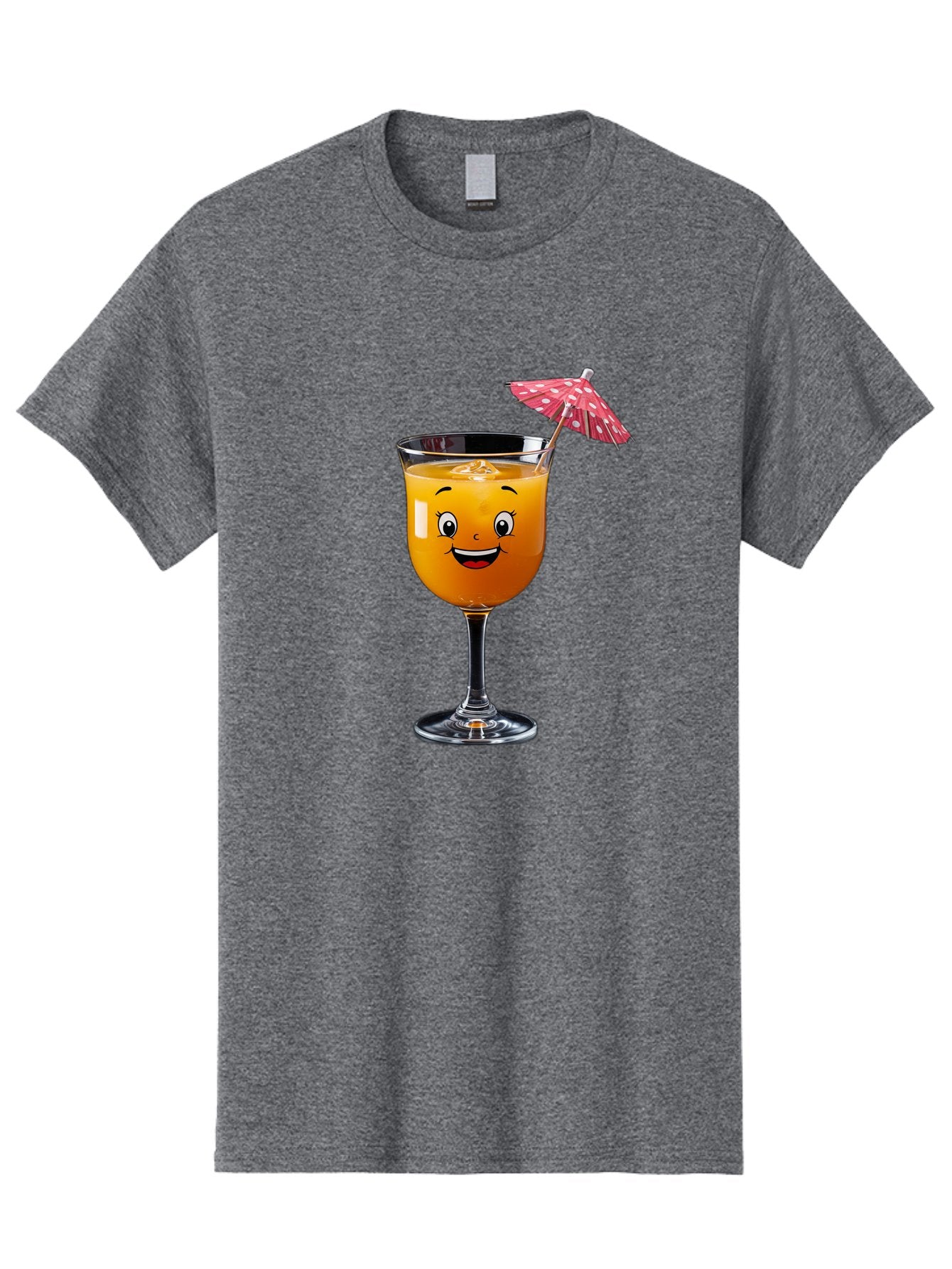 Cocktail-Glass Men'S Graphic Tee, 100% Cotton, Comfortable Casual Summer Wear, Machine Washable, Smiling Cocktail, Orange Drink, Cartoon Character, Summer Vibes, Refreshing Beverage, Cocktail Umbrella, Happy Face, Glassware, Party Atmosphere Bac872 4