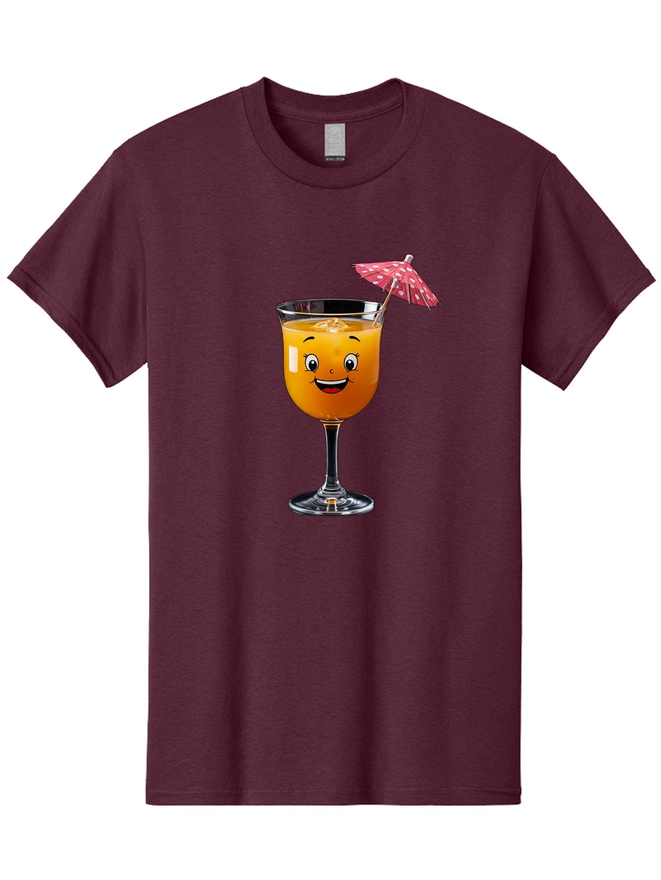 Cocktail-Glass Men'S Graphic Tee, 100% Cotton, Comfortable Casual Summer Wear, Machine Washable, Smiling Cocktail, Orange Drink, Cartoon Character, Summer Vibes, Refreshing Beverage, Cocktail Umbrella, Happy Face, Glassware, Party Atmosphere Bac872 10