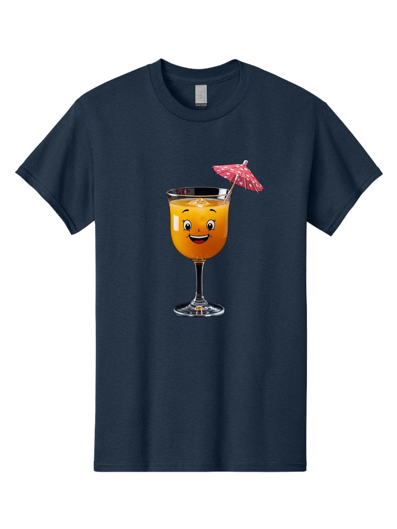 Cocktail-Glass Men'S Graphic Tee, 100% Cotton, Comfortable Casual Summer Wear, Machine Washable, Smiling Cocktail, Orange Drink, Cartoon Character, Summer Vibes, Refreshing Beverage, Cocktail Umbrella, Happy Face, Glassware, Party Atmosphere Bac872 8
