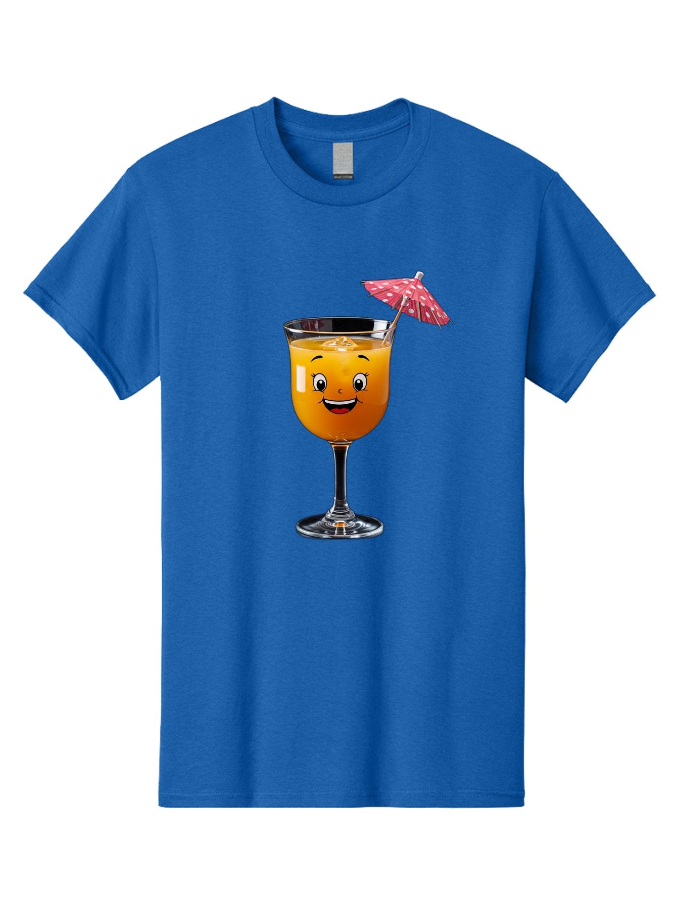 Cocktail-Glass Men'S Graphic Tee, 100% Cotton, Comfortable Casual Summer Wear, Machine Washable, Smiling Cocktail, Orange Drink, Cartoon Character, Summer Vibes, Refreshing Beverage, Cocktail Umbrella, Happy Face, Glassware, Party Atmosphere Bac872 6